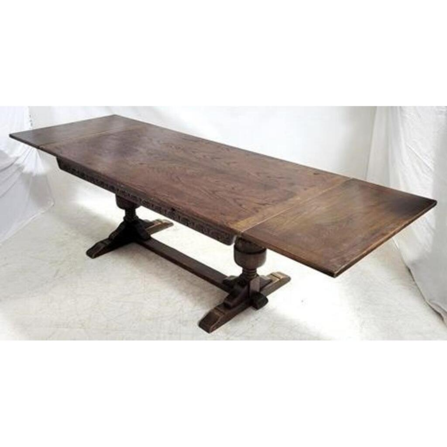 Free Delivery - Jacobean Antique Draw Leaf Dining Table Extendable Oak Furniture image | Ivy Store