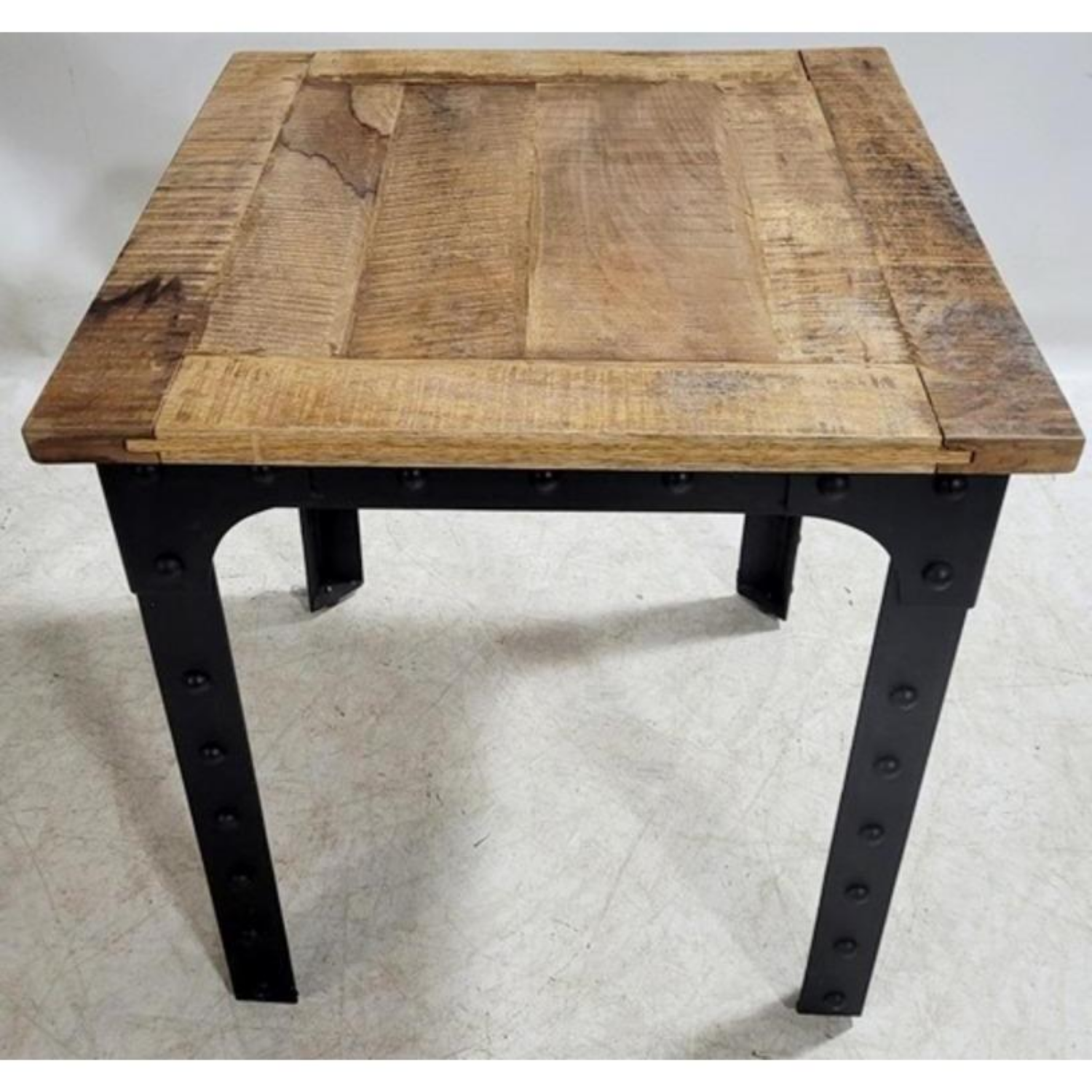 Free Delivery - Industrial Vintage Wood Top Side Table with Metal Legs and Hardware Image #2 | Ivy Store
