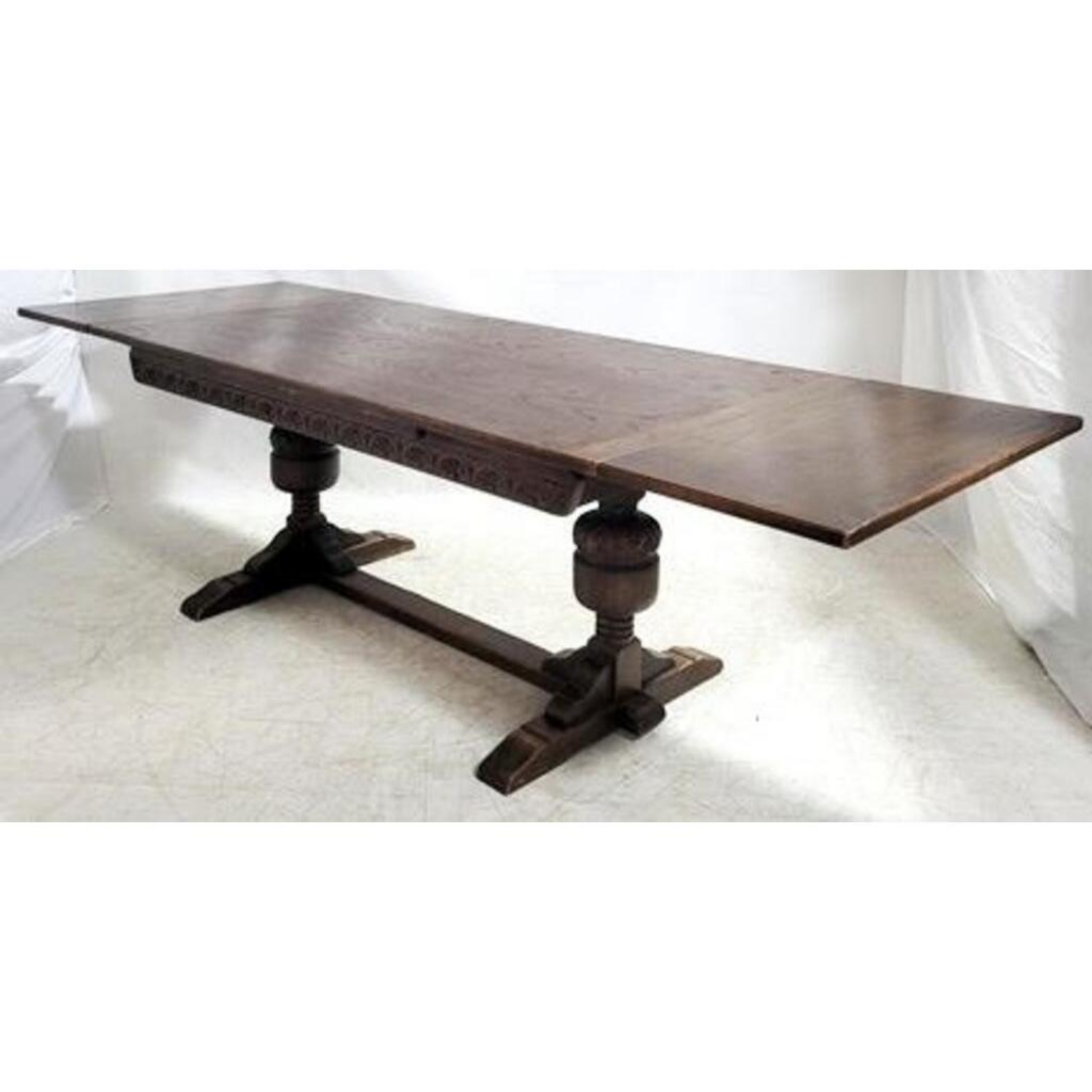 Free Delivery - Jacobean Antique Draw Leaf Dining Table Extendable Oak Furniture image | Ivy Store