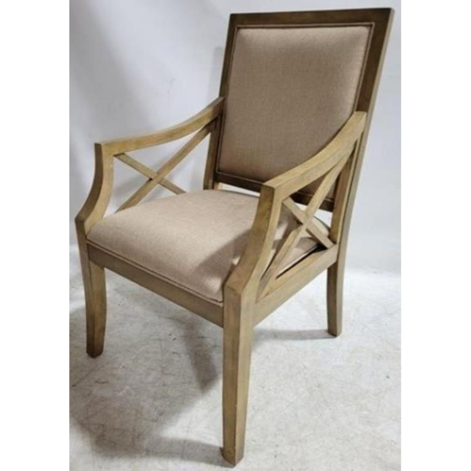 Free Delivery - Vintage Butler Specialty Arm Chair Light Beige Upholstery Elegant Design image | Ivy Store