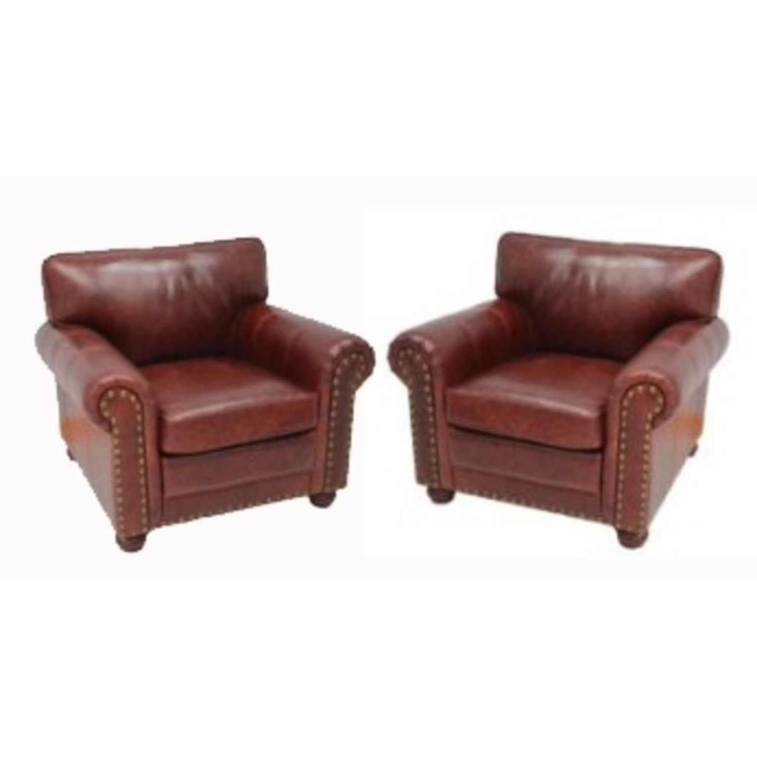 Free Delivery - Vintage Pair of Hardwick Leather Armchairs with Nailhead Trim Image #1 | Ivy Store
