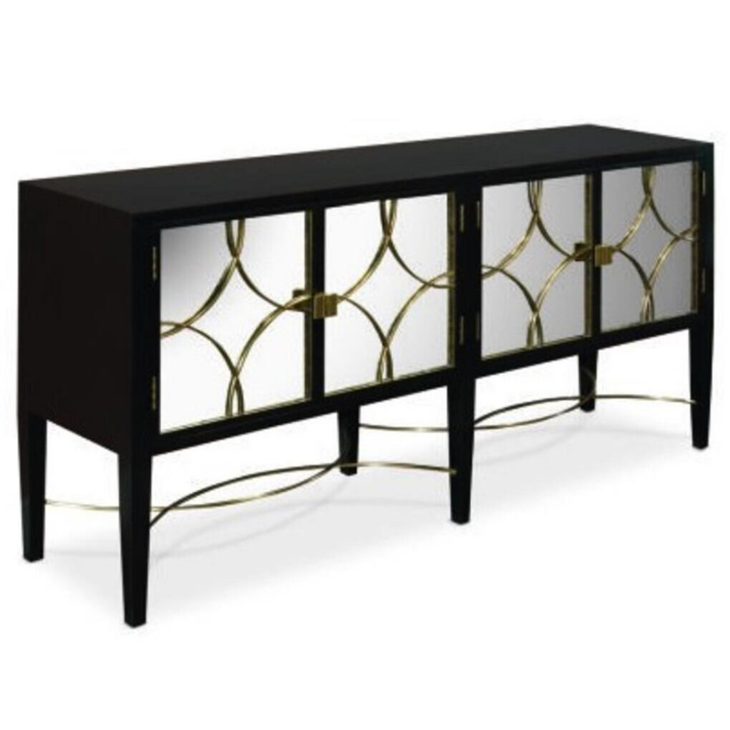 Free Delivery - Vintage Espresso Buffet Cabinet with Mirrored Doors and Gold Accents Image #1 | Ivy Store