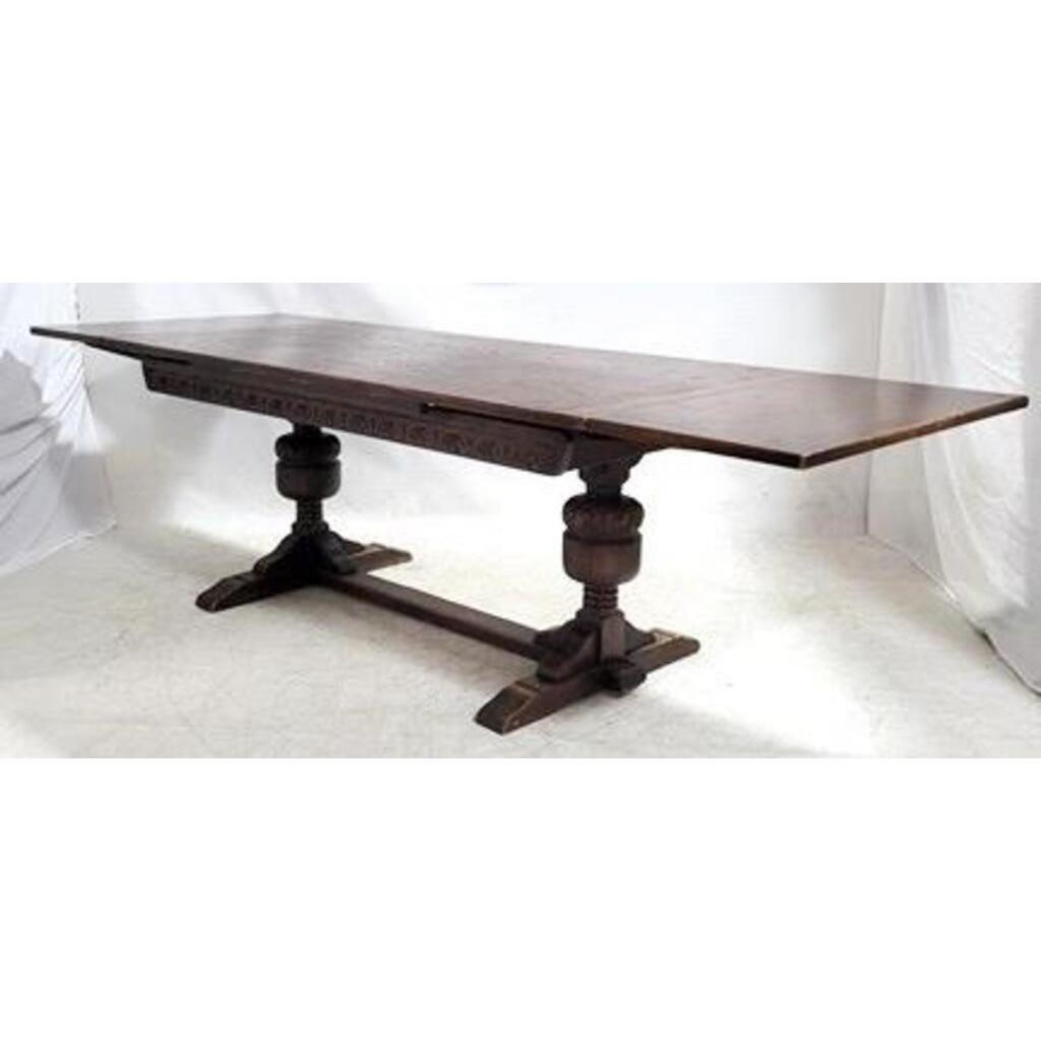 Free Delivery - Jacobean Antique Draw Leaf Dining Table Extendable Oak Furniture image | Ivy Store