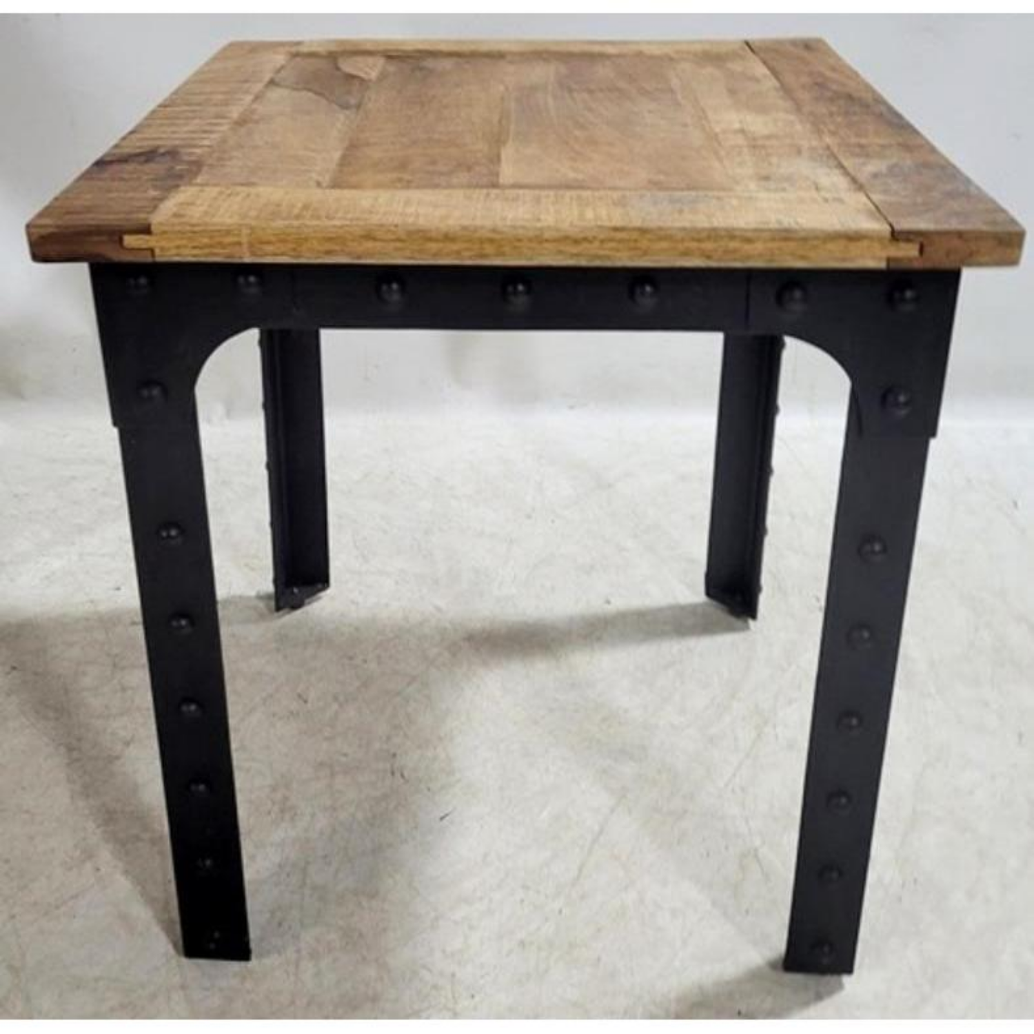 Free Delivery - Industrial Vintage Wood Top Side Table with Metal Legs and Hardware Image #1 | Ivy Store