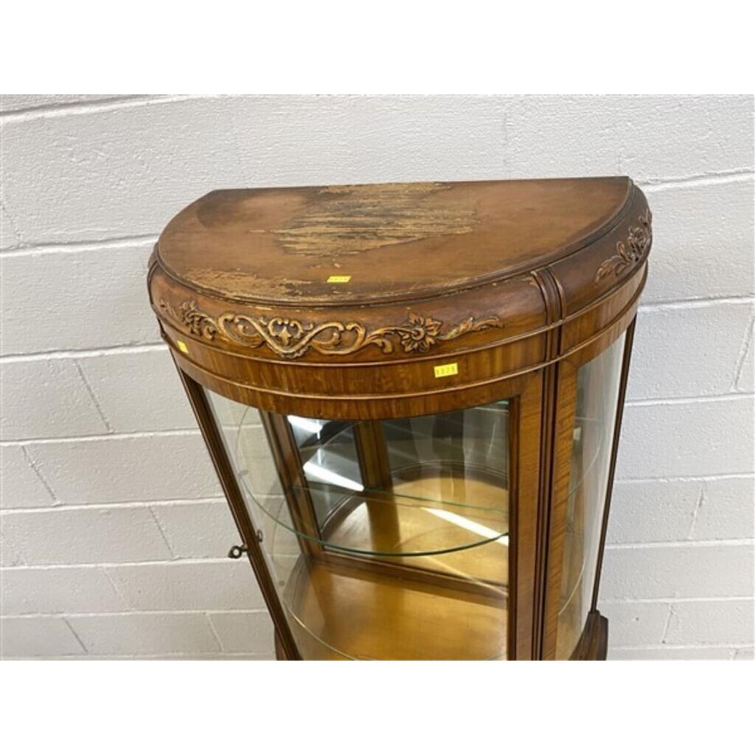 Free Delivery - Vintage French Bow Front Curio Cabinet Display Glass Case Image #2 | Ivy Store