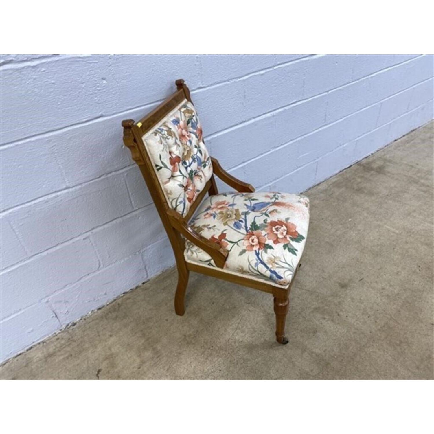 Free Delivery - Vintage Eastlake Victorian Upholstered Side Chair Antique Furniture Floral Pattern image | Ivy Store