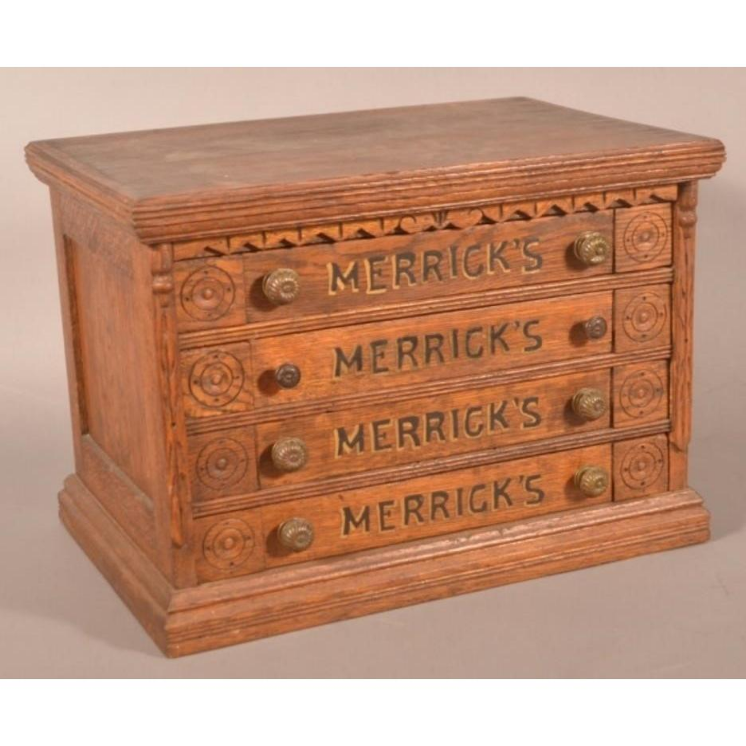 Free Delivery - Vintage Oak 4 Drawer Spool Cabinet Storage Chest Image #1 | Ivy Store