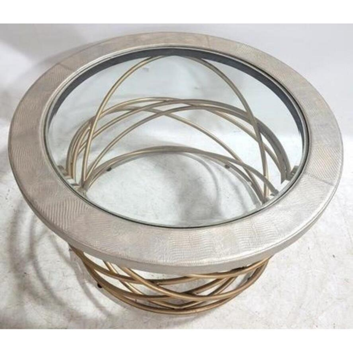 Free Delivery - Vintage Reptilian Glass Top Coffee Table with Metal Base Image #2 | Ivy Store