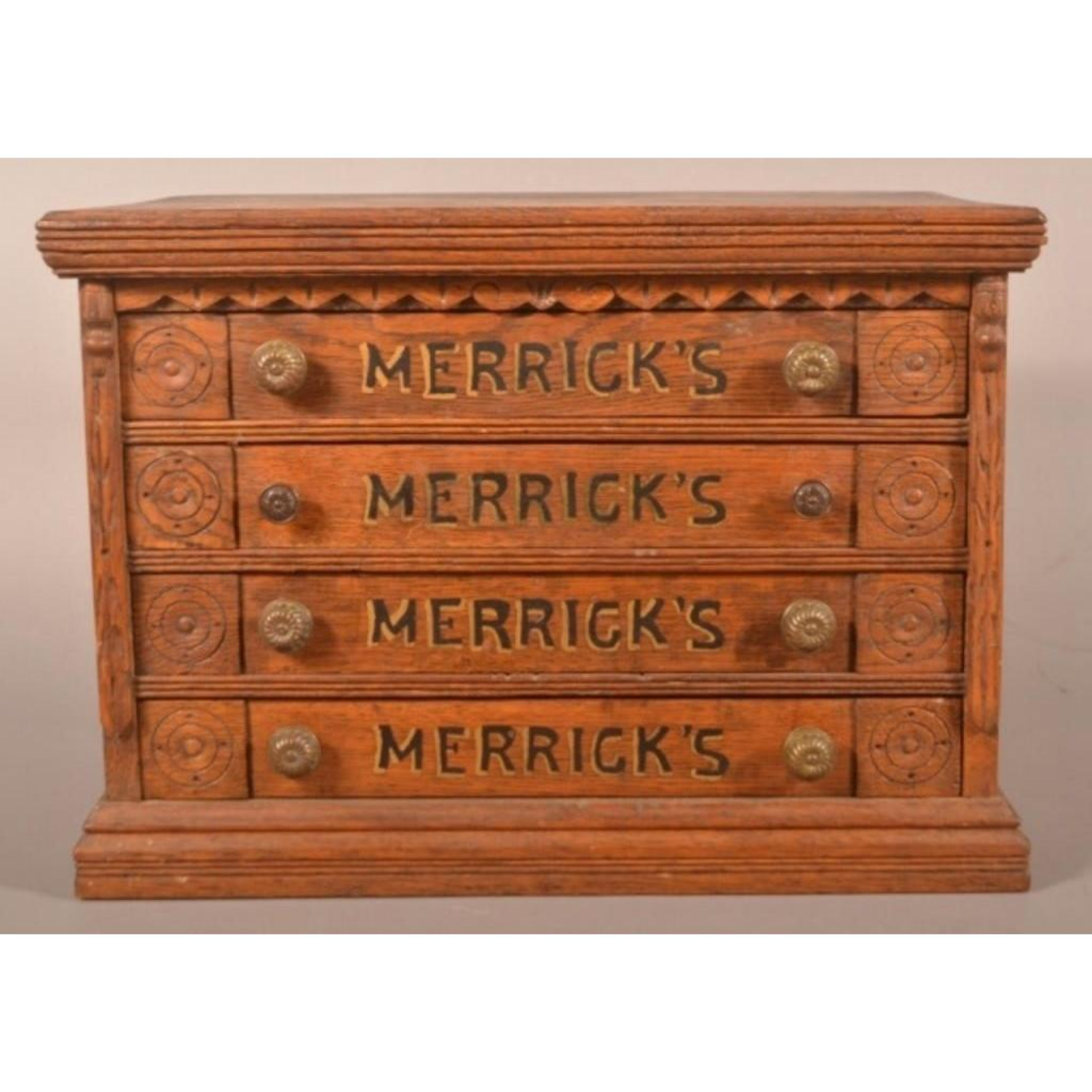 Free Delivery - Vintage Oak 4 Drawer Spool Cabinet Storage Chest Image #2 | Ivy Store