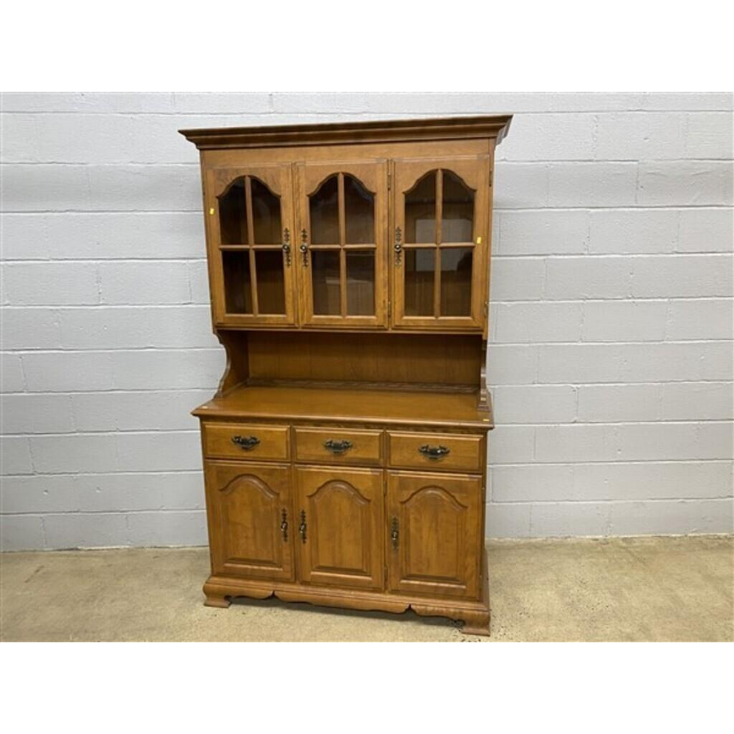 Free Delivery - Vintage Maple Two Piece Hutch Cabinet Storage Display Image #1 | Ivy Store
