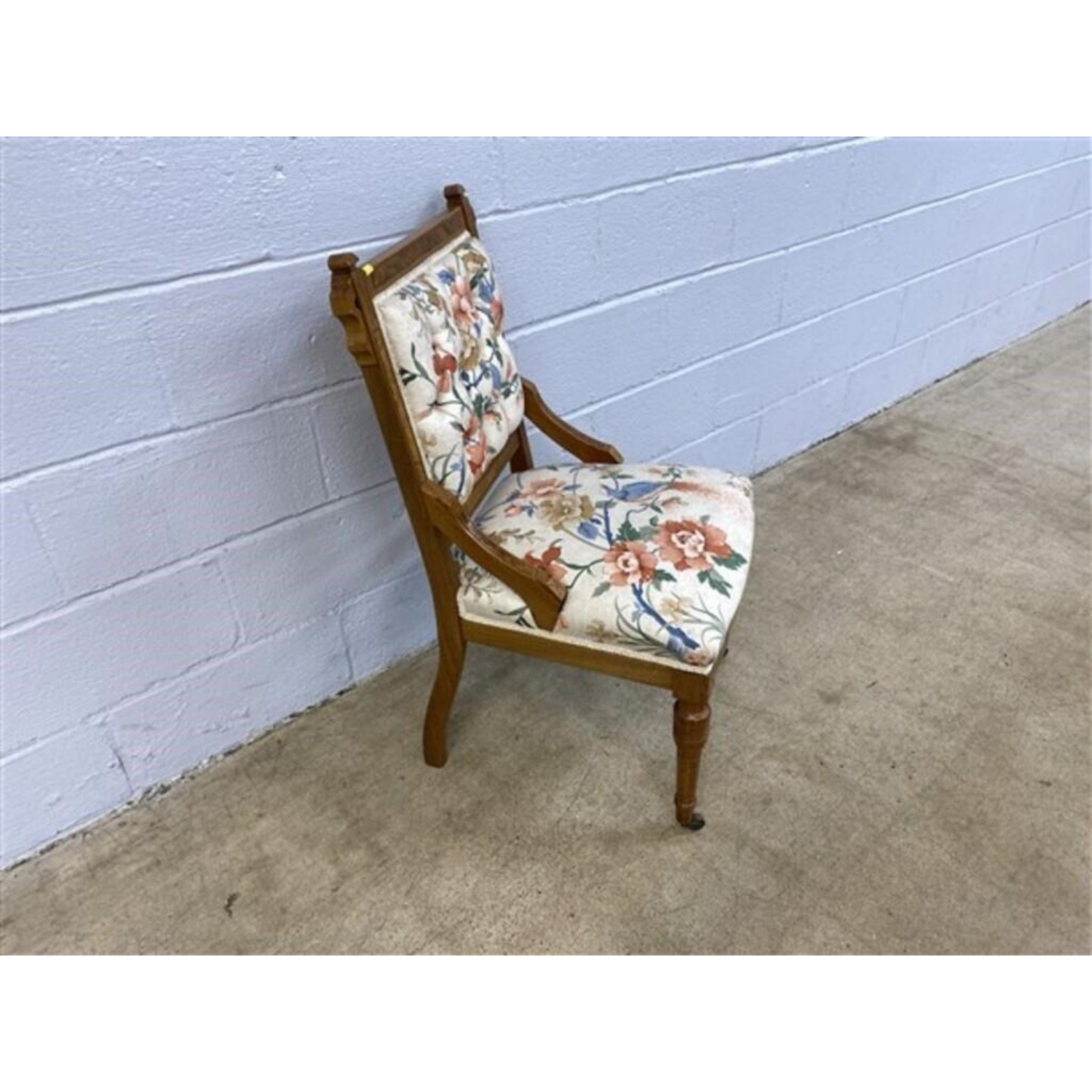 Free Delivery - Vintage Eastlake Victorian Upholstered Side Chair Antique Furniture Floral Pattern image | Ivy Store