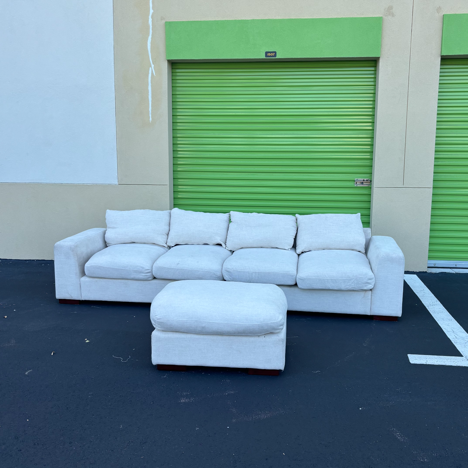 Cream Cloud Couch Sectional With Ottoman Image #2 | Ivy Store