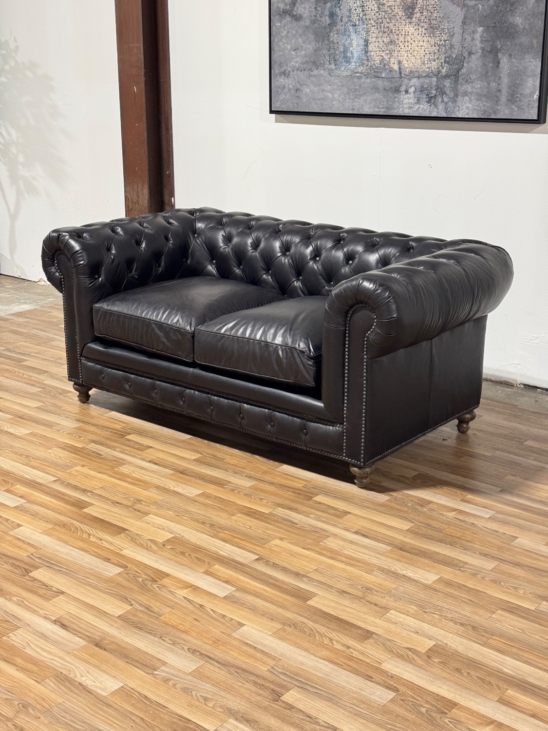 Black Leather Chesterfield Sofa (Retail $3,780) image | Ivy Store