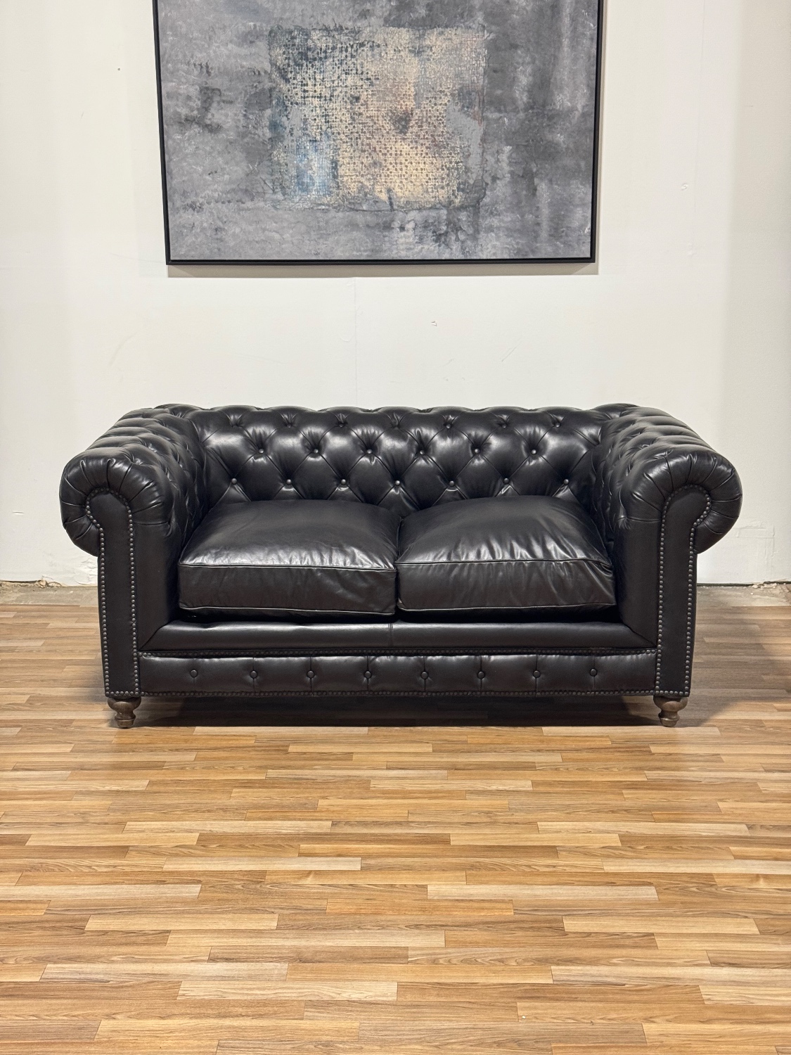 Black Leather Chesterfield Sofa (Retail $3,780) Image #1 | Ivy Store