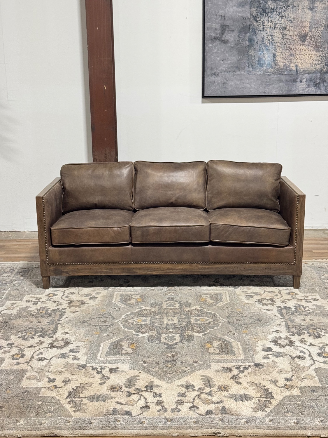 Rustic Brown Leather Sofa (Retail $3,749) image | Ivy Store