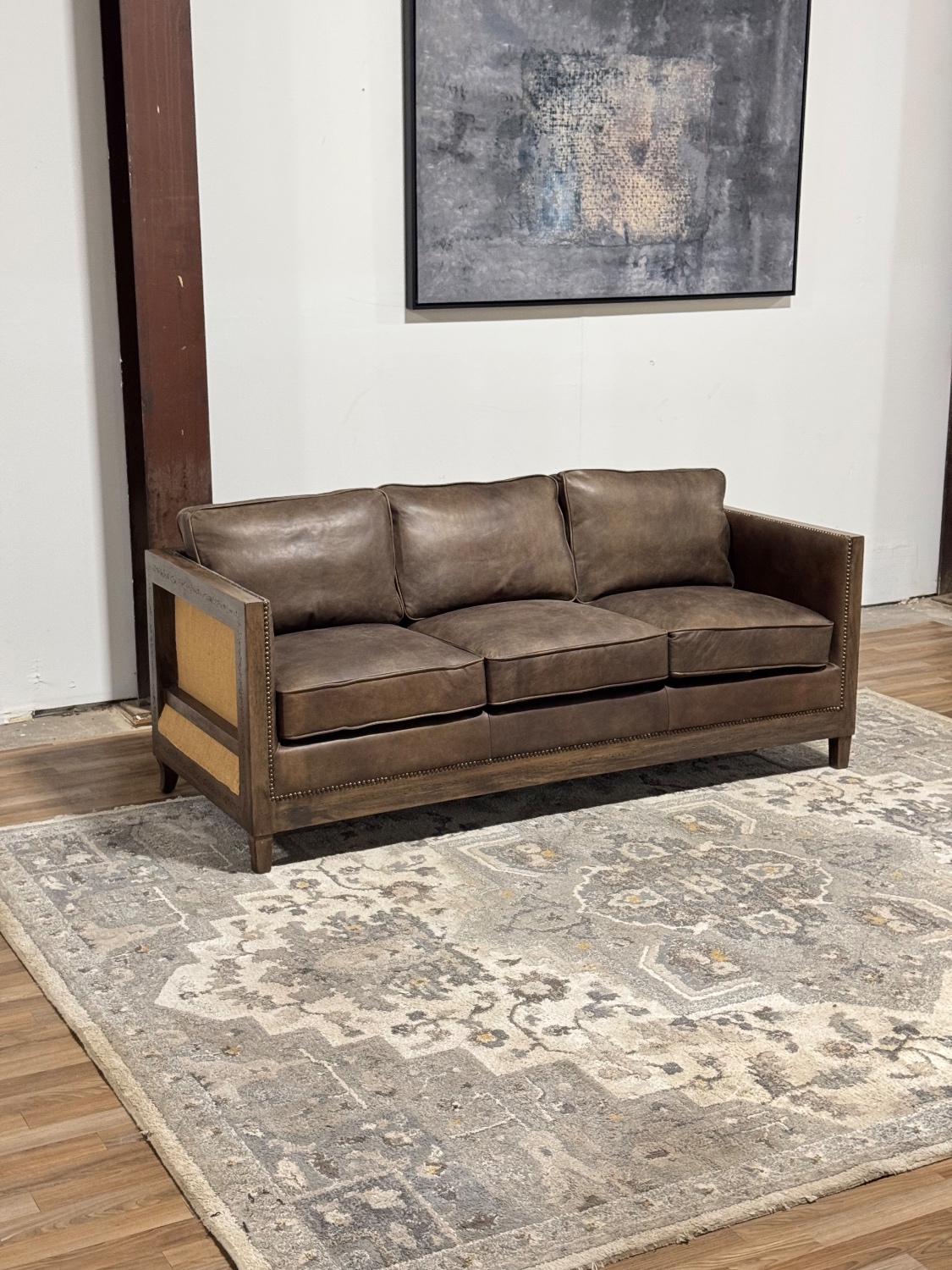 Rustic Brown Leather Sofa (Retail $3,749) image | Ivy Store