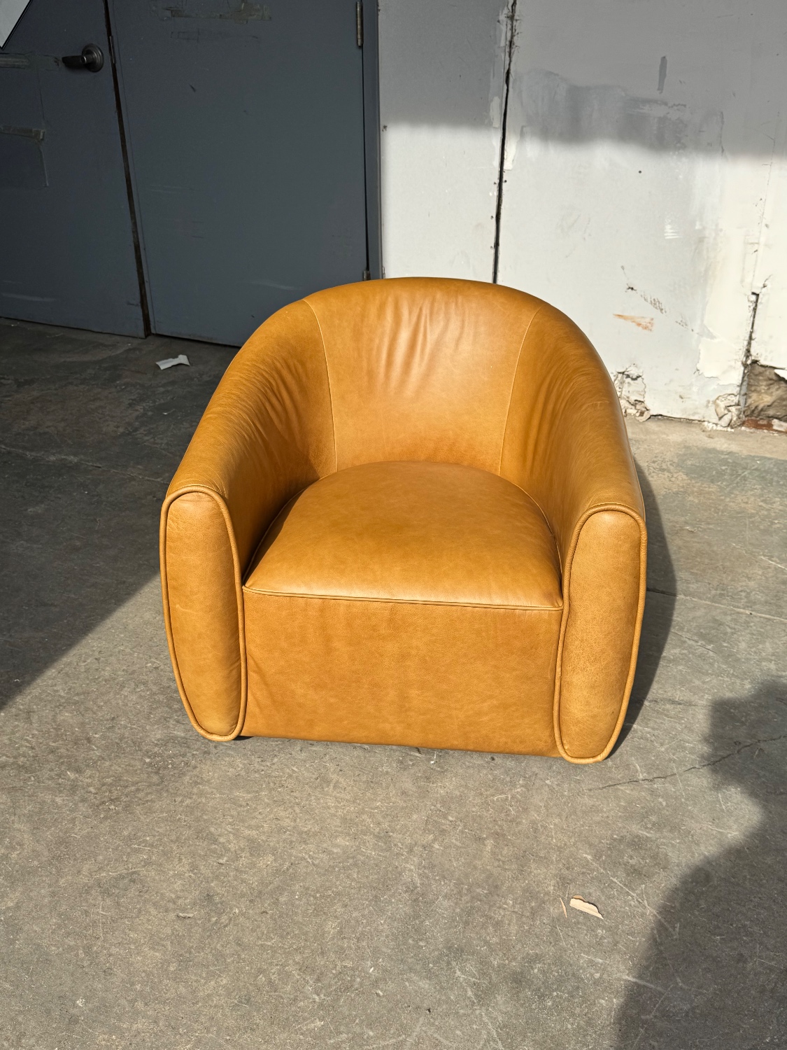 Warm Brown Leather Swivel Chair (Retail $1795) image | Ivy Store
