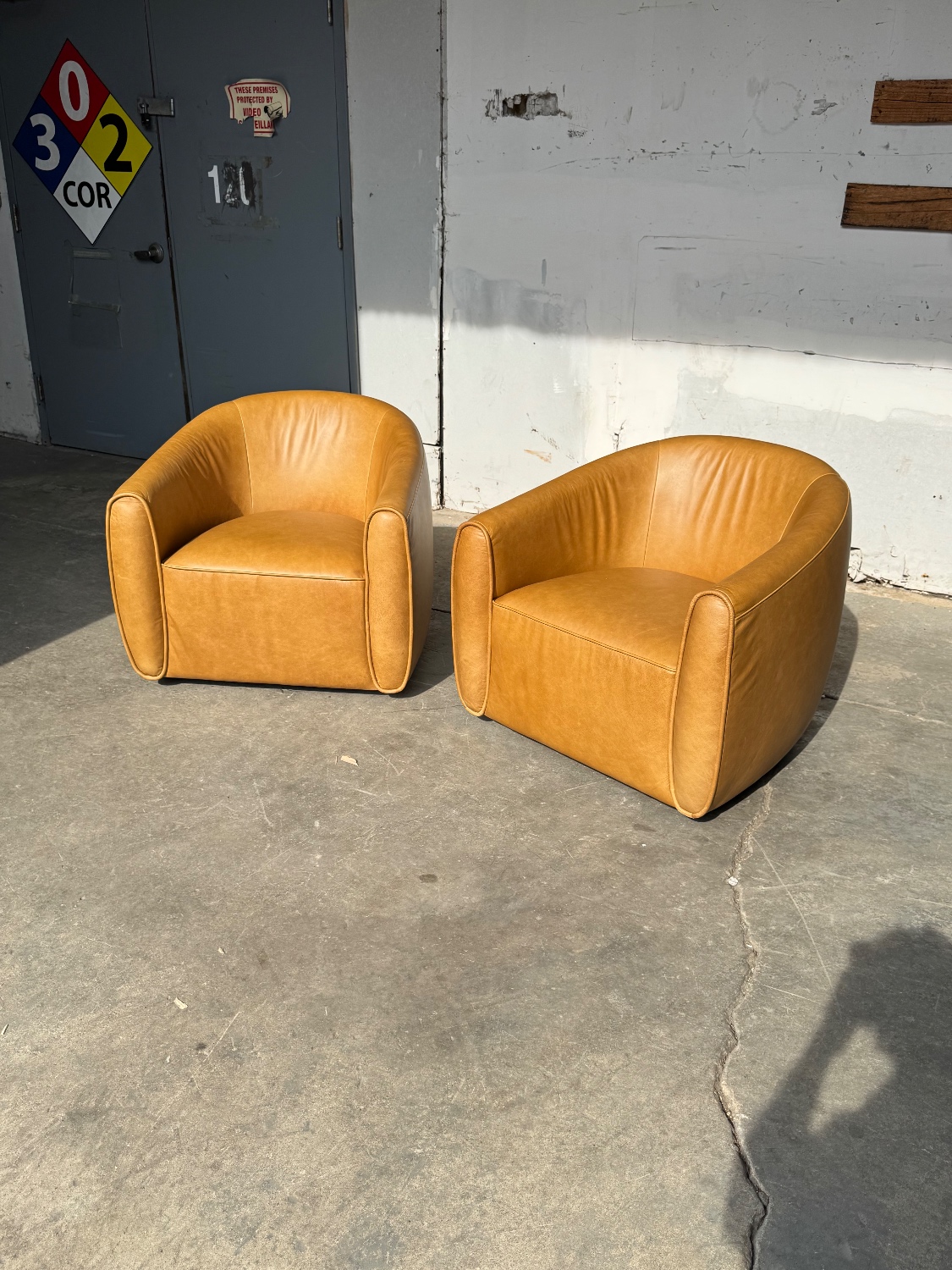 Warm Brown Leather Swivel Chair (Retail $1795) image | Ivy Store