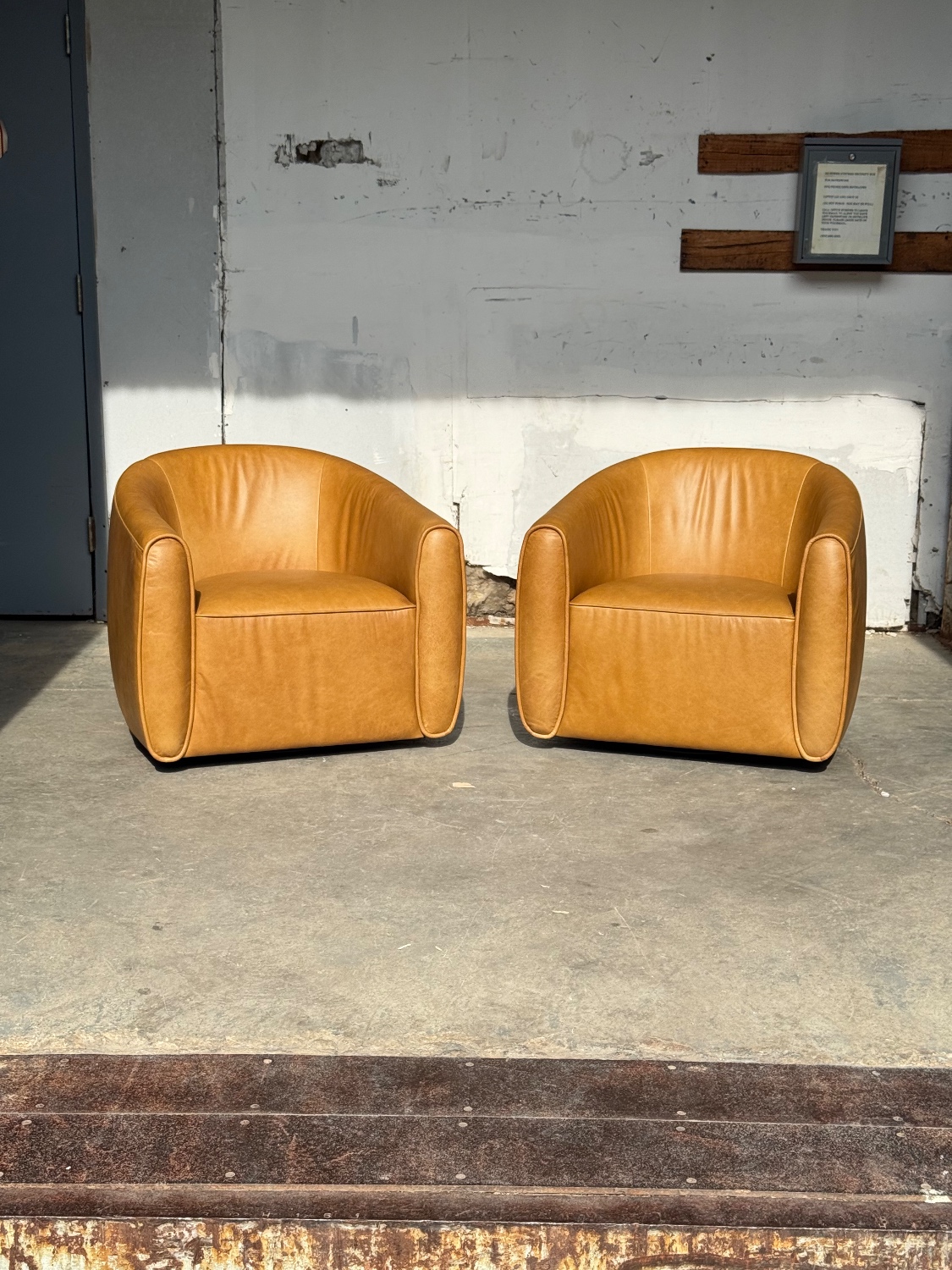 Warm Brown Leather Swivel Chair (Retail $1795) image | Ivy Store