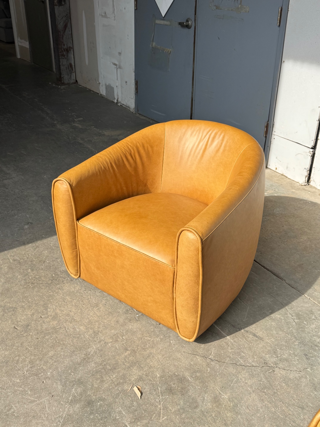 Warm Brown Leather Swivel Chair (Retail $1795) image | Ivy Store