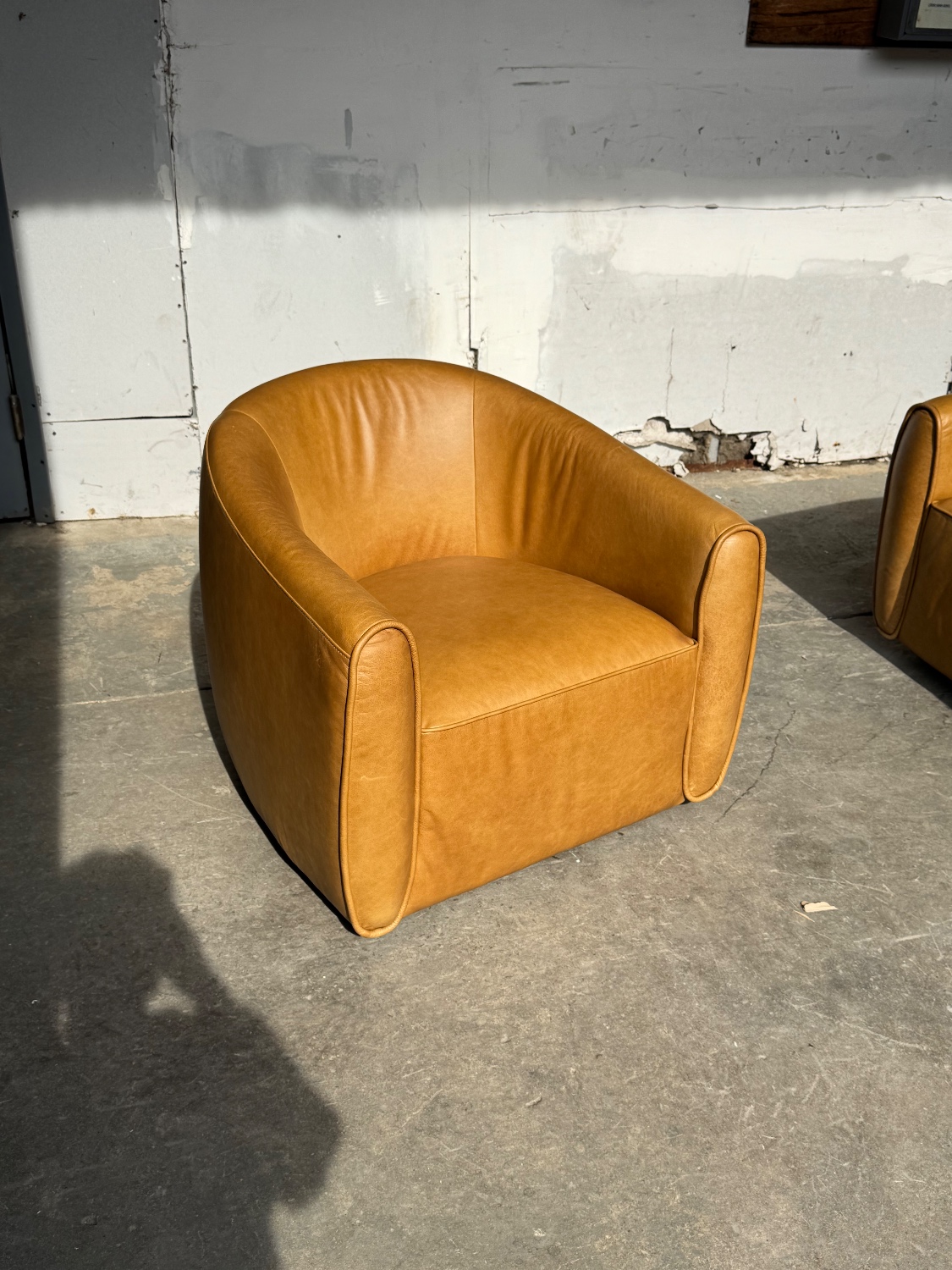 Warm Brown Leather Swivel Chair (Retail $1795) image | Ivy Store