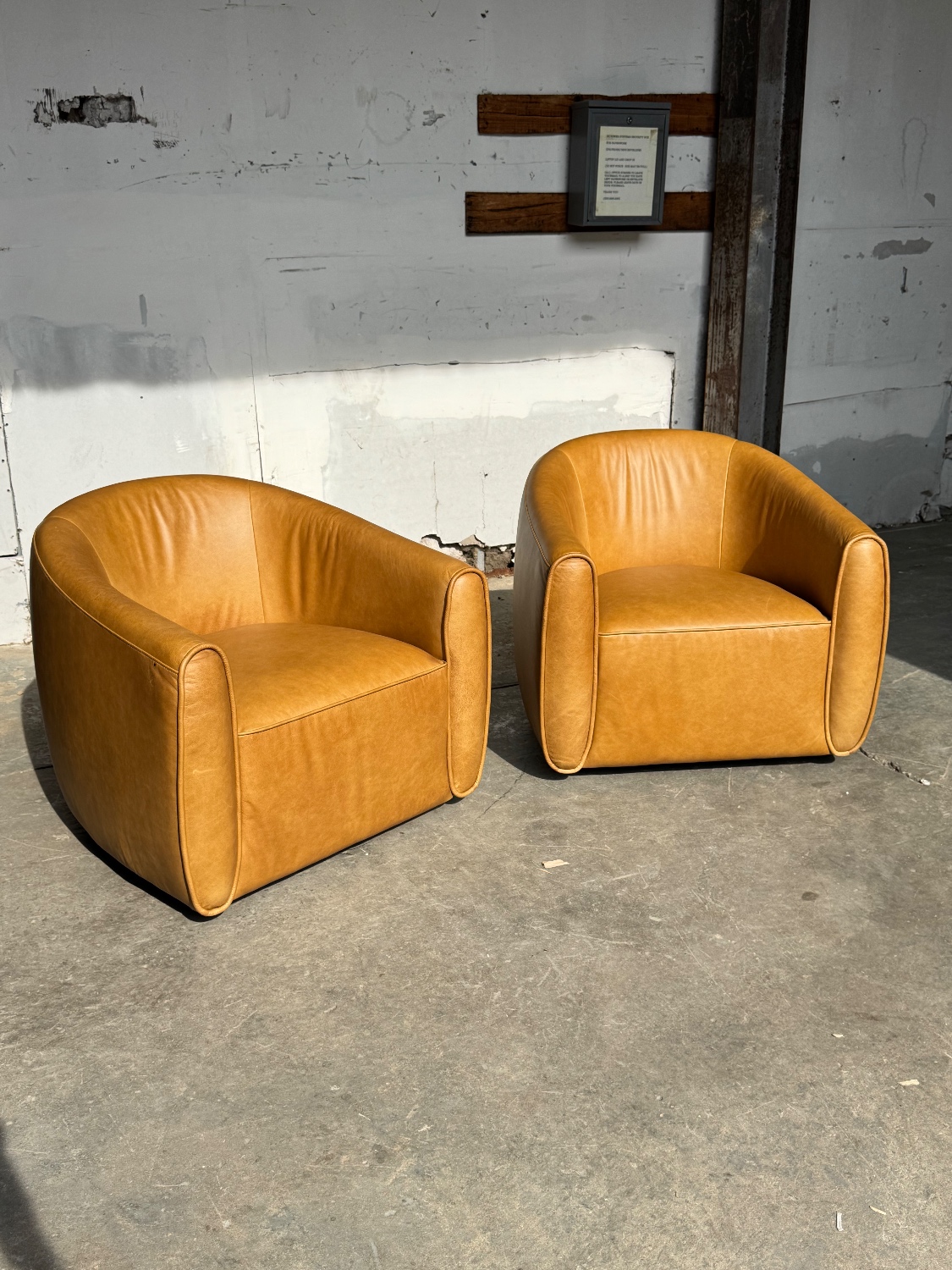 Warm Brown Leather Swivel Chair (Retail $1795) image | Ivy Store