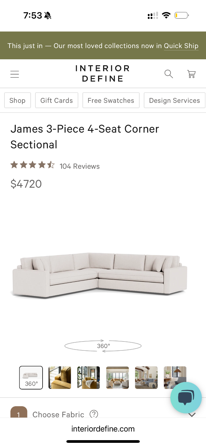 Interior Define Sectional Sofa (Retail $4720) Image #2 | Ivy Store