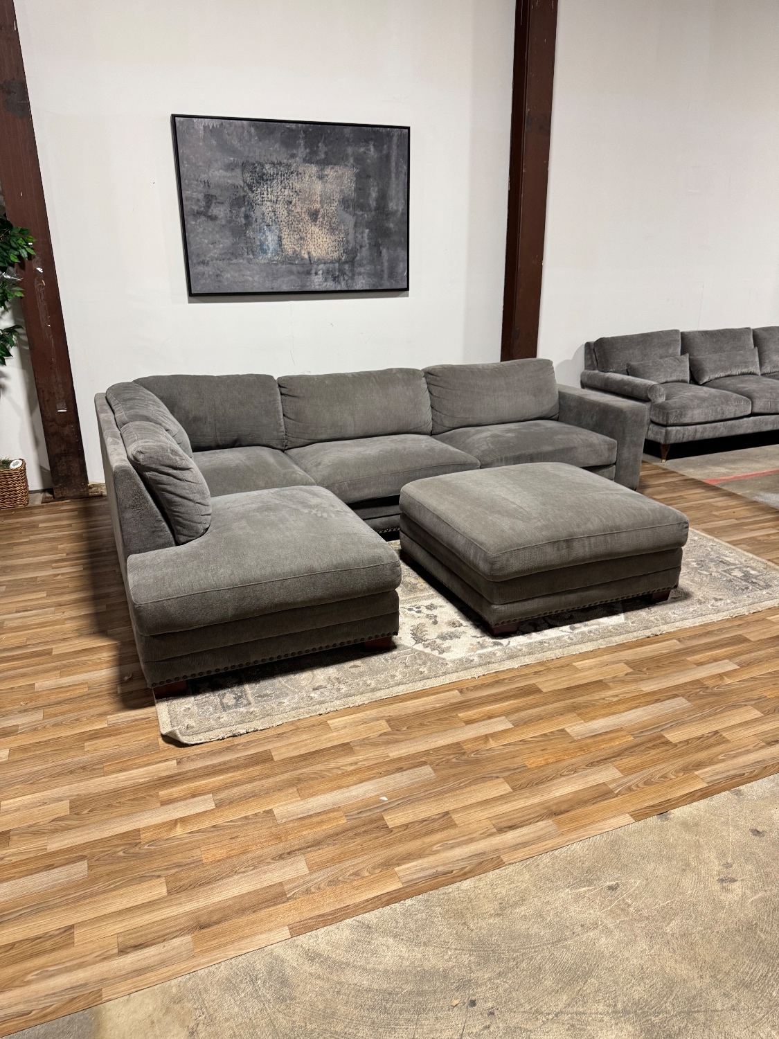 Gray Cotsco Sectional Sofa with Ottoman 🚛 Delivery Available Image #2 | Ivy Store