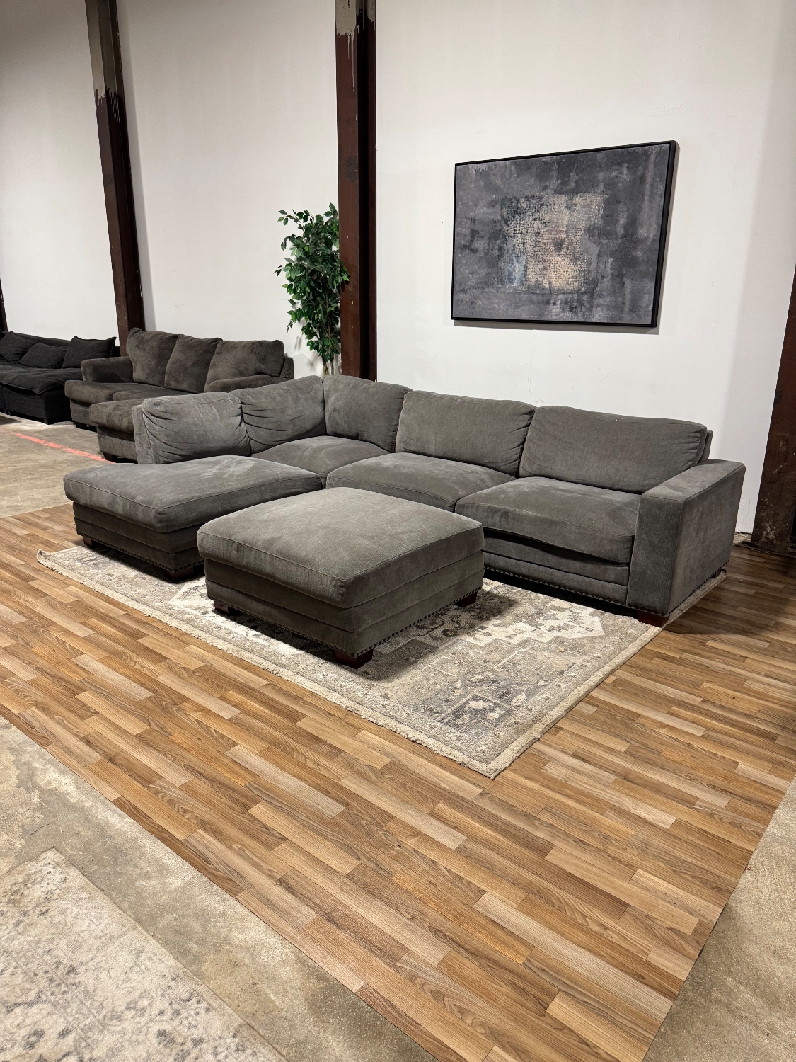 Gray Cotsco Sectional Sofa with Ottoman 🚛 Delivery Available Image #1 | Ivy Store