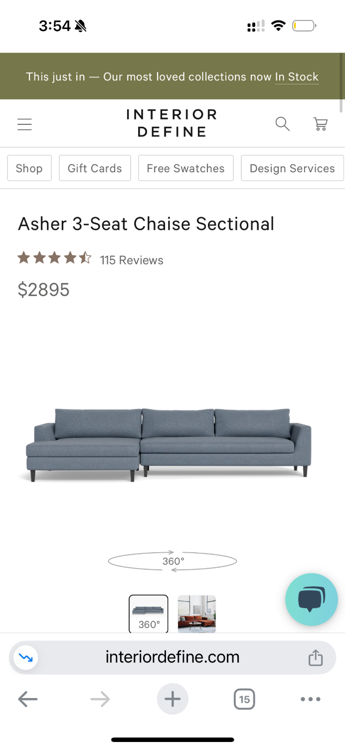 High End Blue Performance Fabric Sectional 🚛 Delivery Available Image #1 | Ivy Store