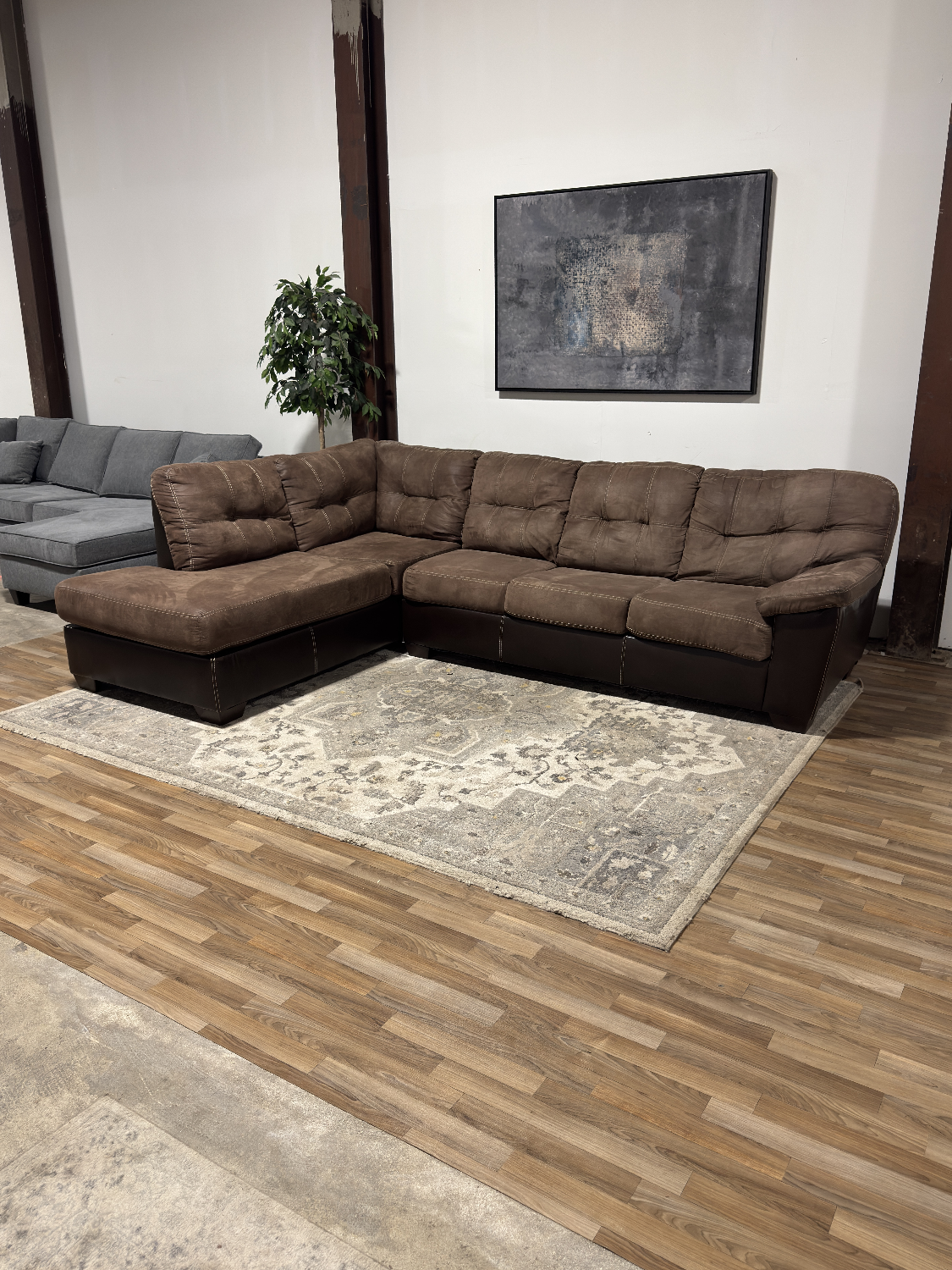 Brown Ashley 2-Piece Sectional Sofa 🚛 Delivery Available Image #1 | Ivy Store