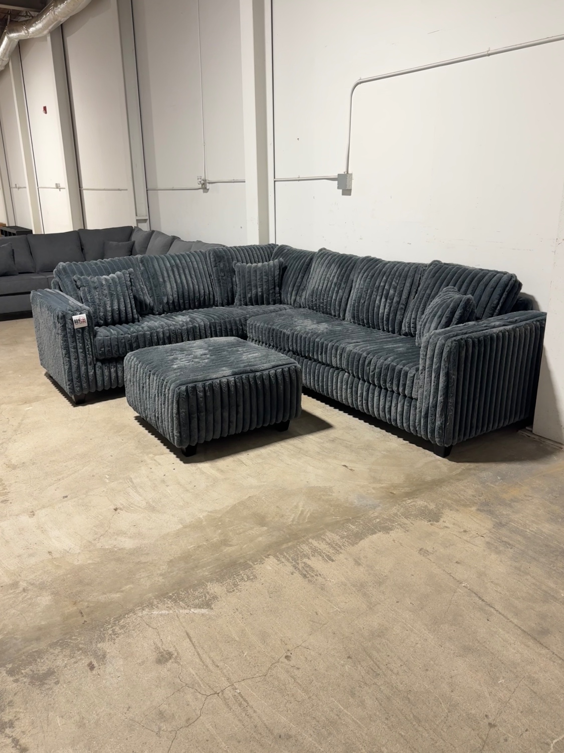 Fluffy Corduroy Sectional Sofa in Gray Image #1 | Ivy Store