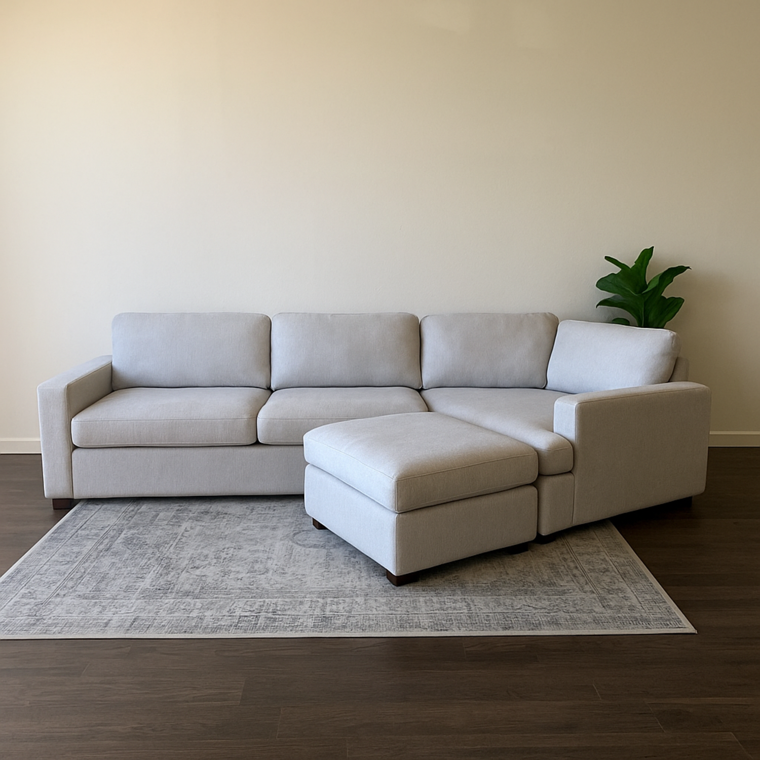 Large Thomasville Ezra Gray Angled Sectional Couch with Ottoman Image #1 | Ivy Store