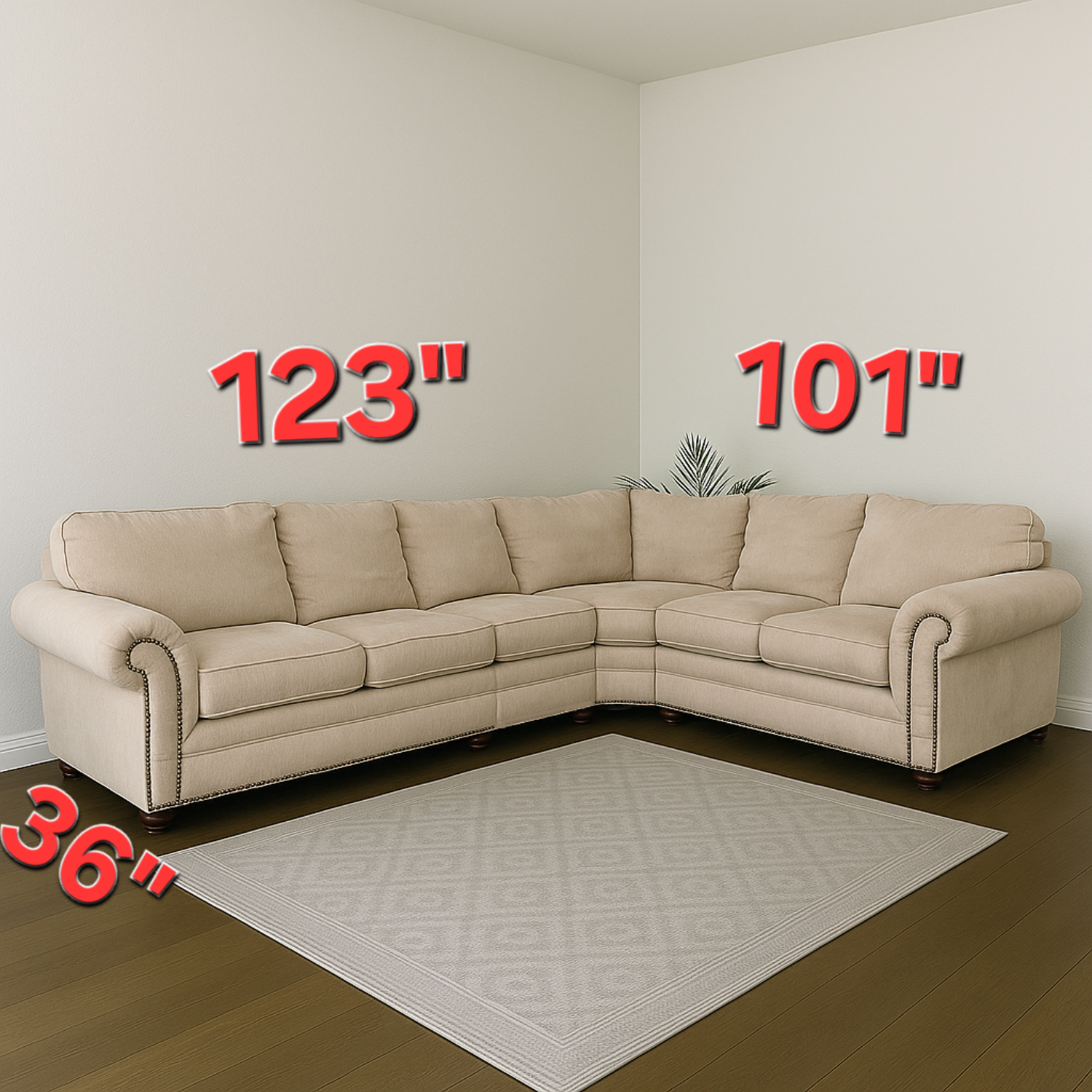 Extra Large Marks & Cohen Beige L Shaped Sectional Couch image | Ivy Store