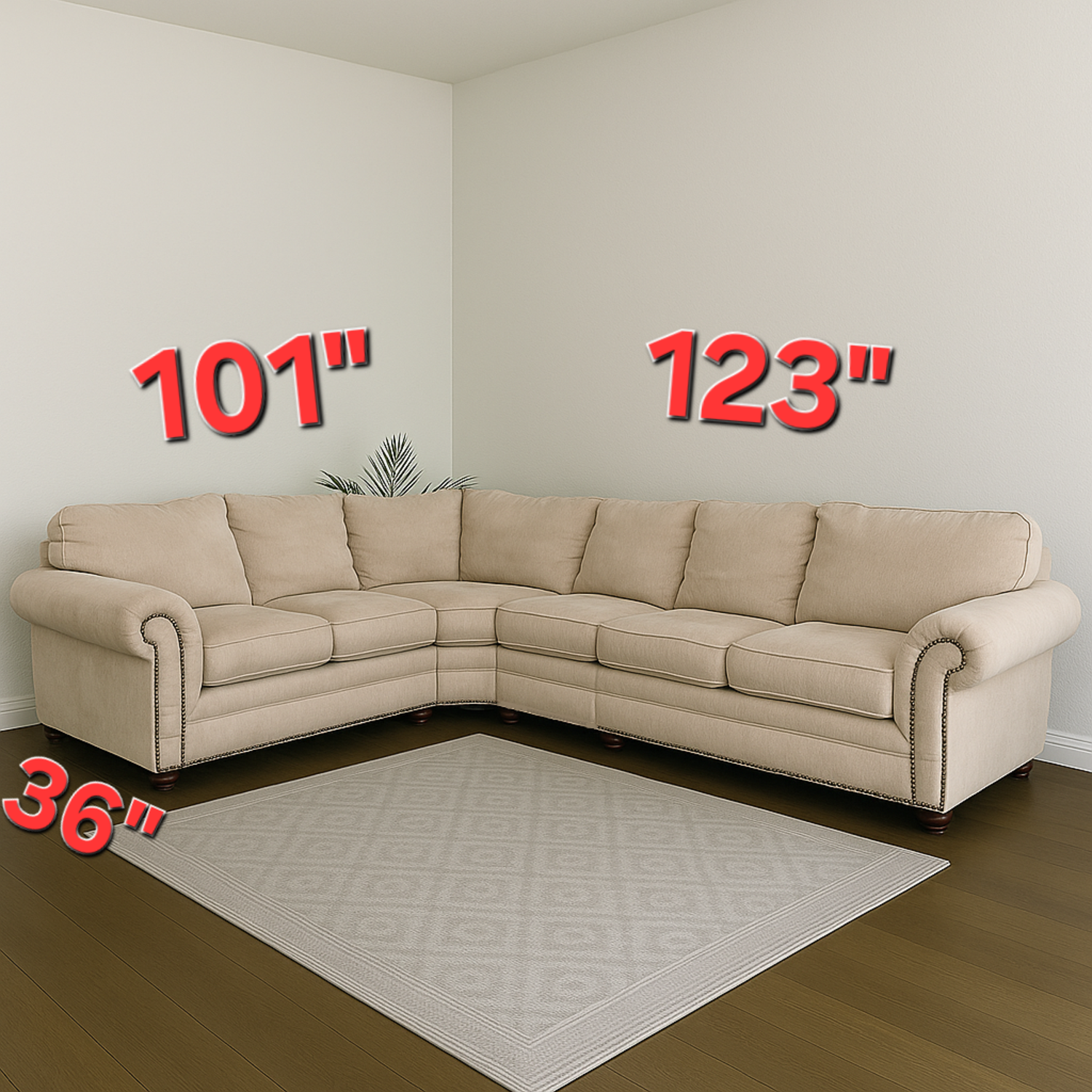 Extra Large Marks & Cohen Beige L Shaped Sectional Couch image | Ivy Store