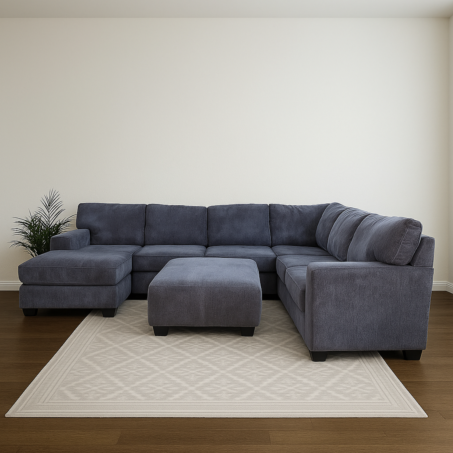 Extra Large Ashley Black U Shaped Sectional Couch and Ottoman Image #1 | Ivy Store