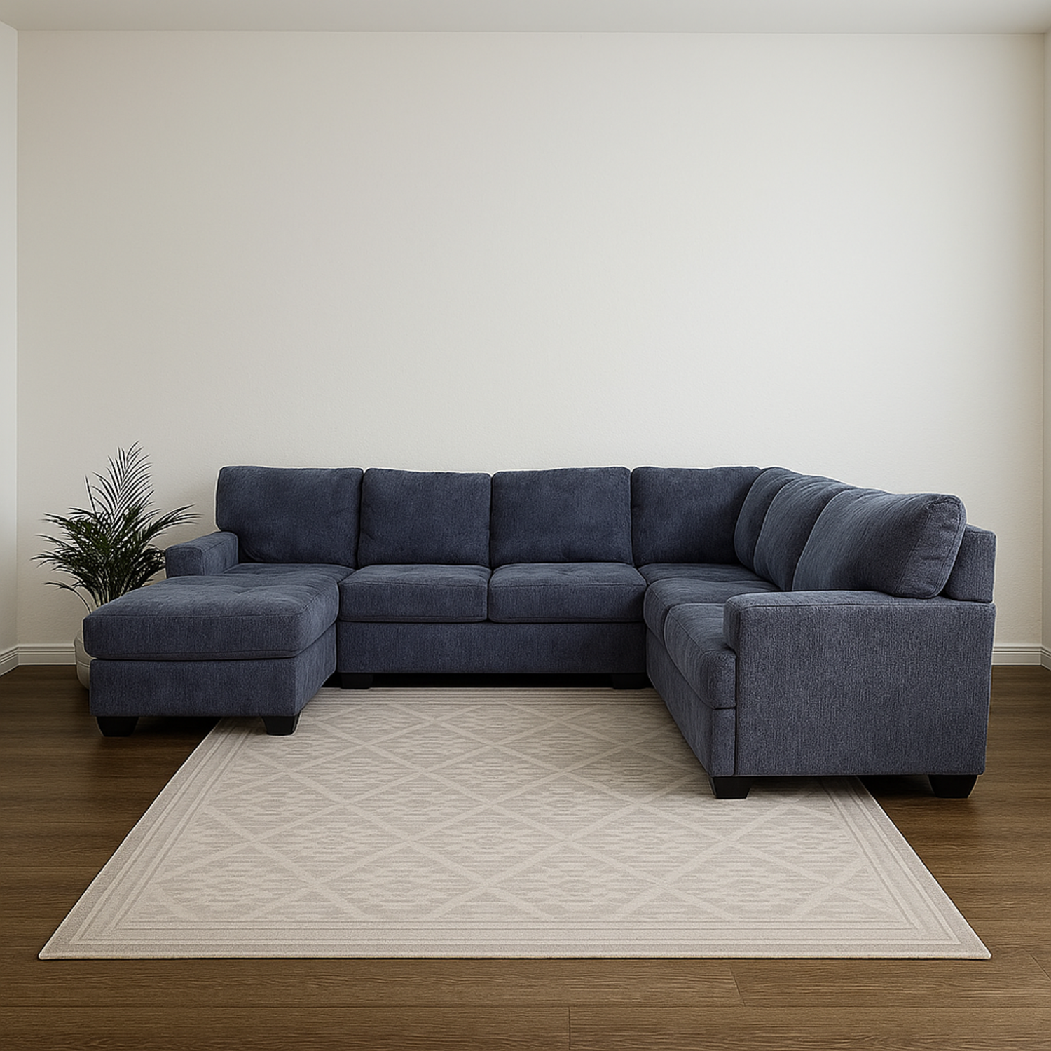 Extra Large Ashley Black U Shaped Sectional Couch and Ottoman Image #2 | Ivy Store