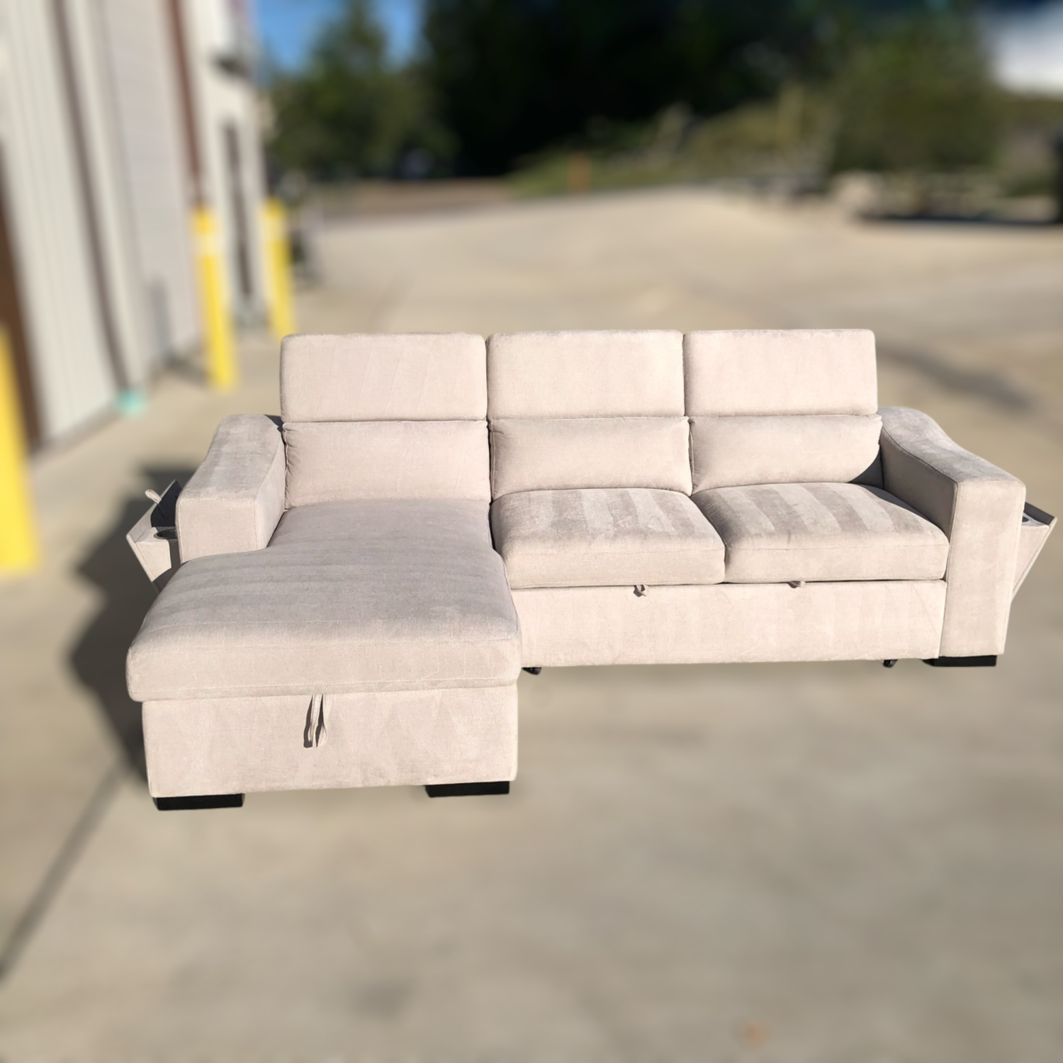 Roxana Fabric Sleeper Sofa W/ Storage Chaise 🚛DELIVERY AVAILABLE  Image #1 | Ivy Store