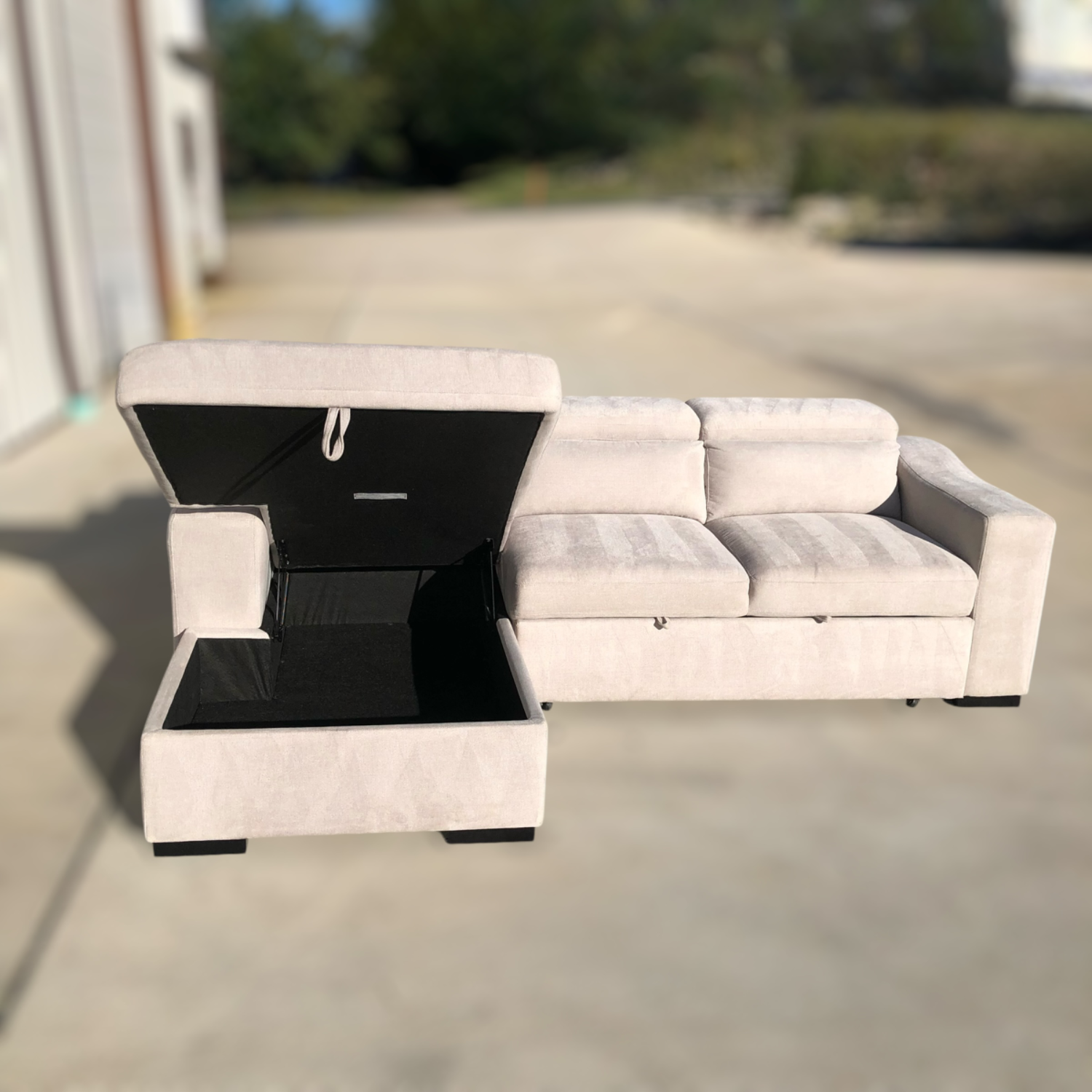 Roxana Fabric Sleeper Sofa W/ Storage Chaise 🚛DELIVERY AVAILABLE  image | Ivy Store