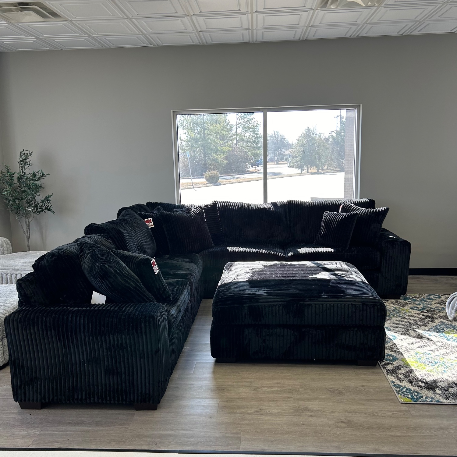 Oversized Modular Corduroy Sectional W/ Ottoman BLACK 🚛DELIVERY AVAILBLE Image #2 | Ivy Store