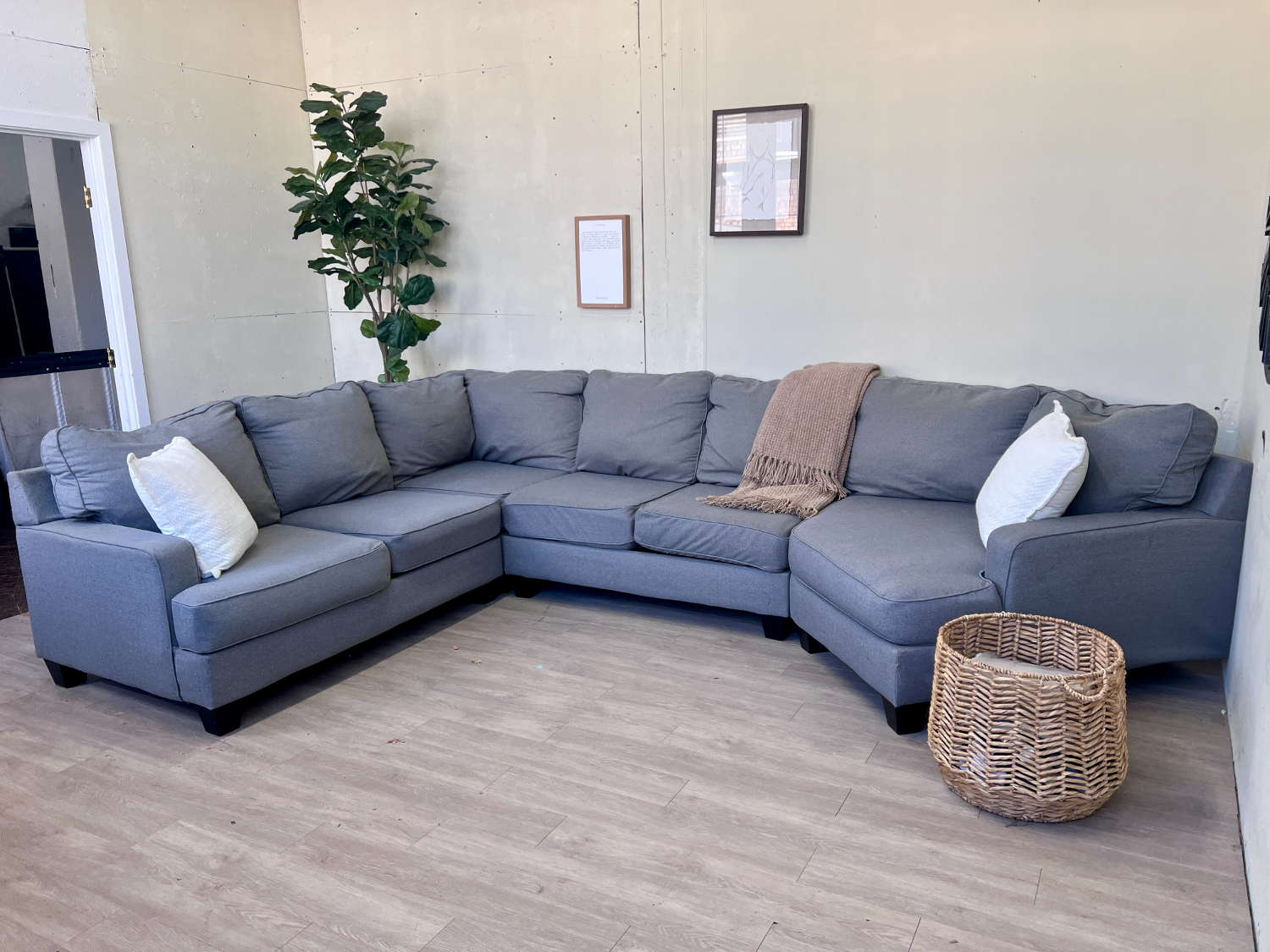 FREE DELIVERY! 🚚 - Jordan’s Furniture Gray Deep-Seated Modern U Sectional Couch with Cuddle Corner Image #2 | Ivy Store