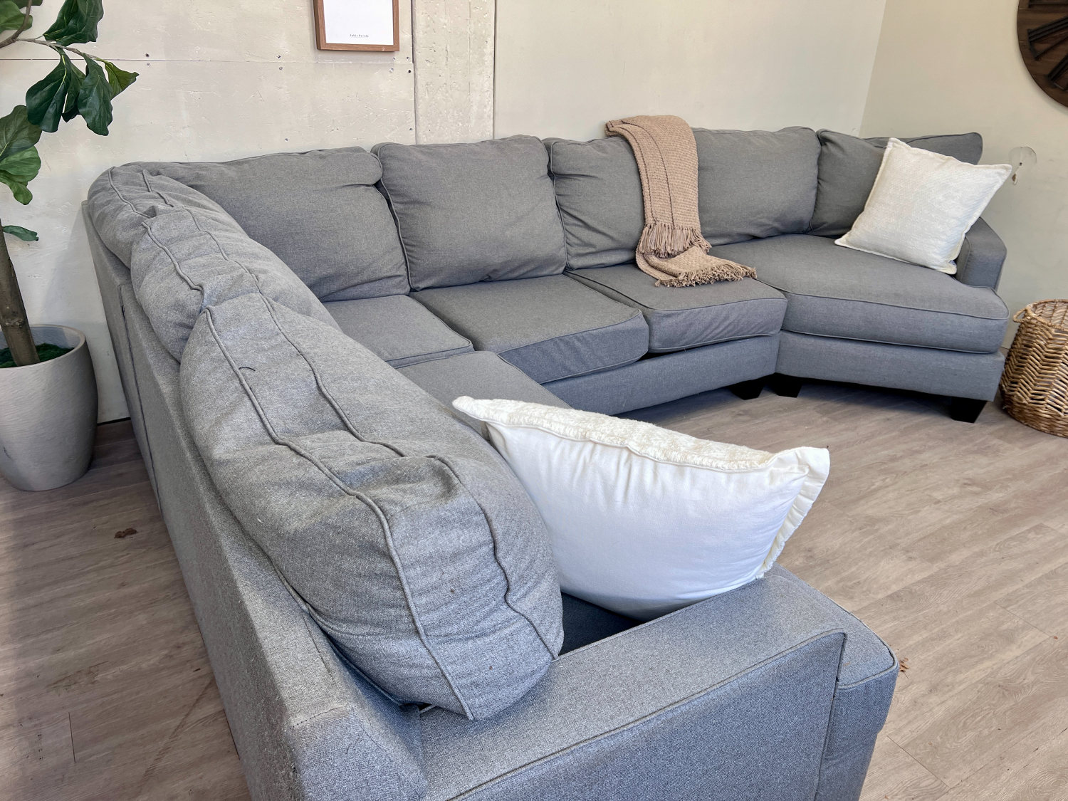 FREE DELIVERY! 🚚 - Jordan’s Furniture Gray Deep-Seated Modern U Sectional Couch with Cuddle Corner Image #1 | Ivy Store
