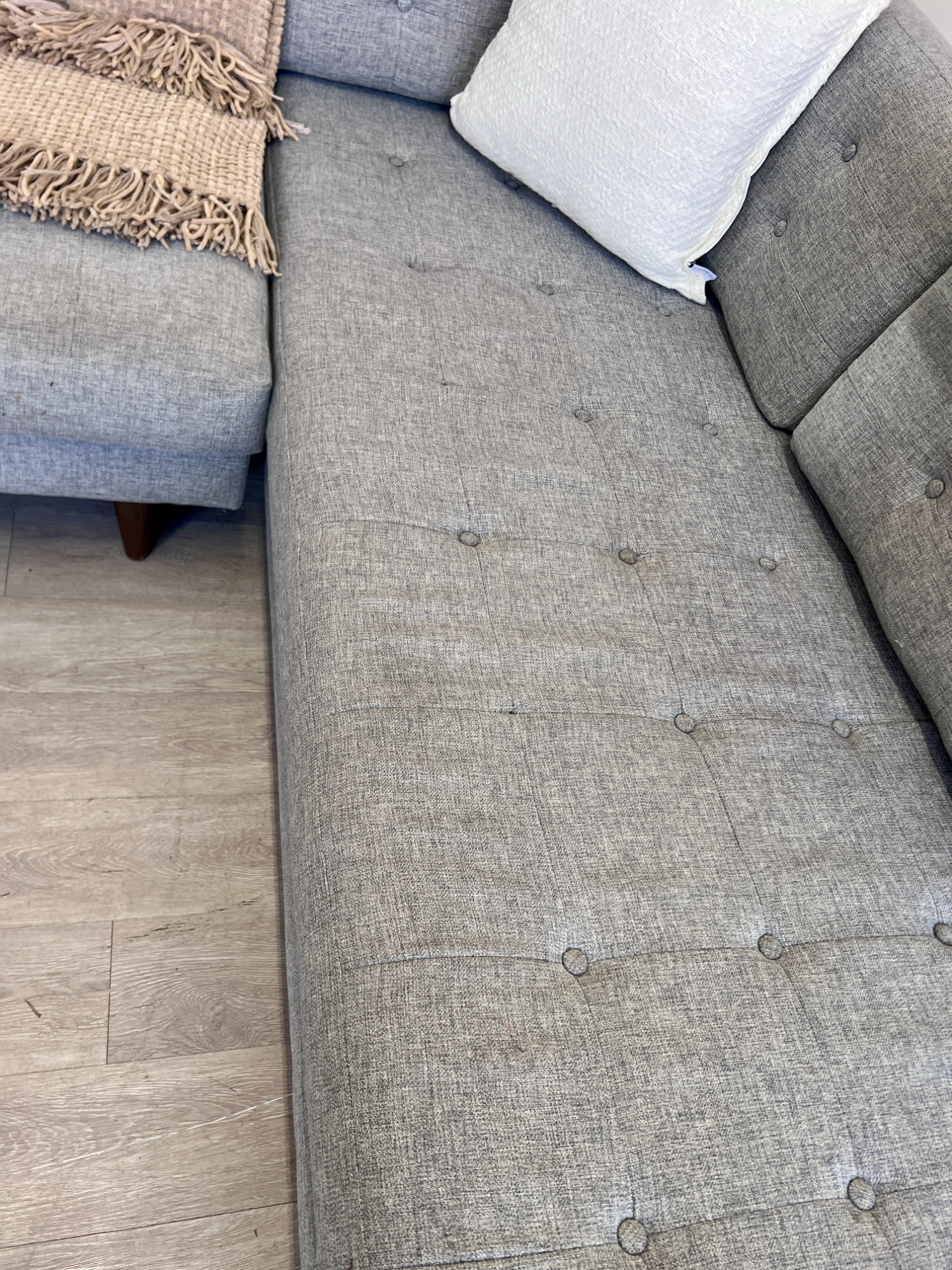 FREE DELIVERY! 🚚 - Joybird “Elliot” Gray MCM Tufted Sectional Couch with Chaise & Chair Set image | Ivy Store