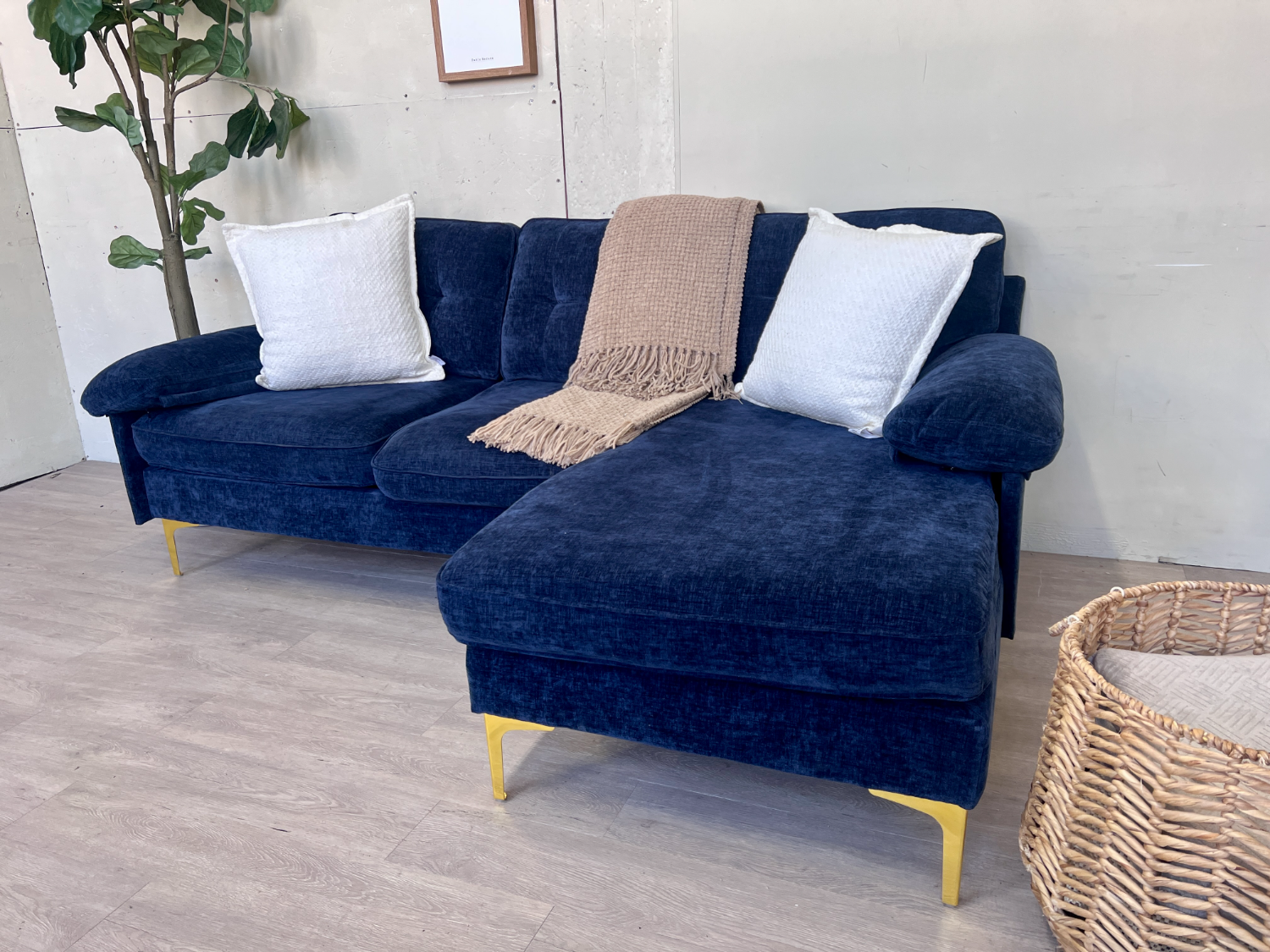FREE DELIVERY! 🚚 - Blue MCM Sectional Couch with Chaise image | Ivy Store