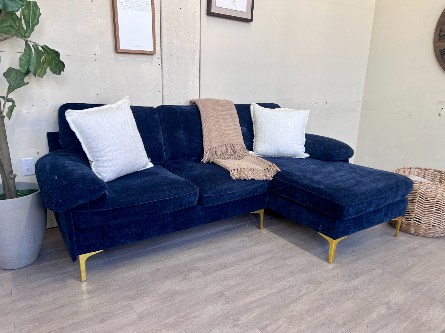 FREE DELIVERY! 🚚 - Blue MCM Sectional Couch with Chaise image | Ivy Store