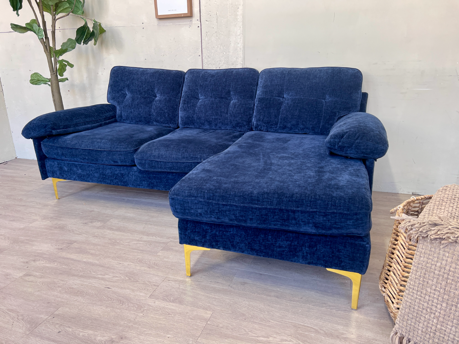 FREE DELIVERY! 🚚 - Blue MCM Sectional Couch with Chaise image | Ivy Store