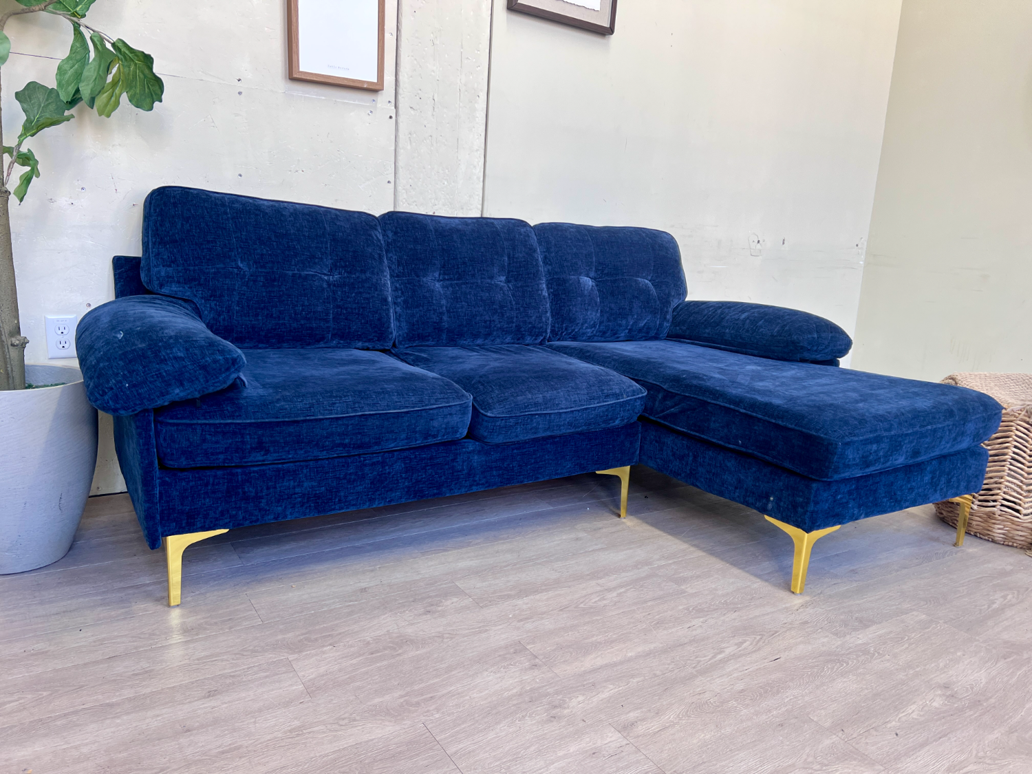 FREE DELIVERY! 🚚 - Blue MCM Sectional Couch with Chaise image | Ivy Store