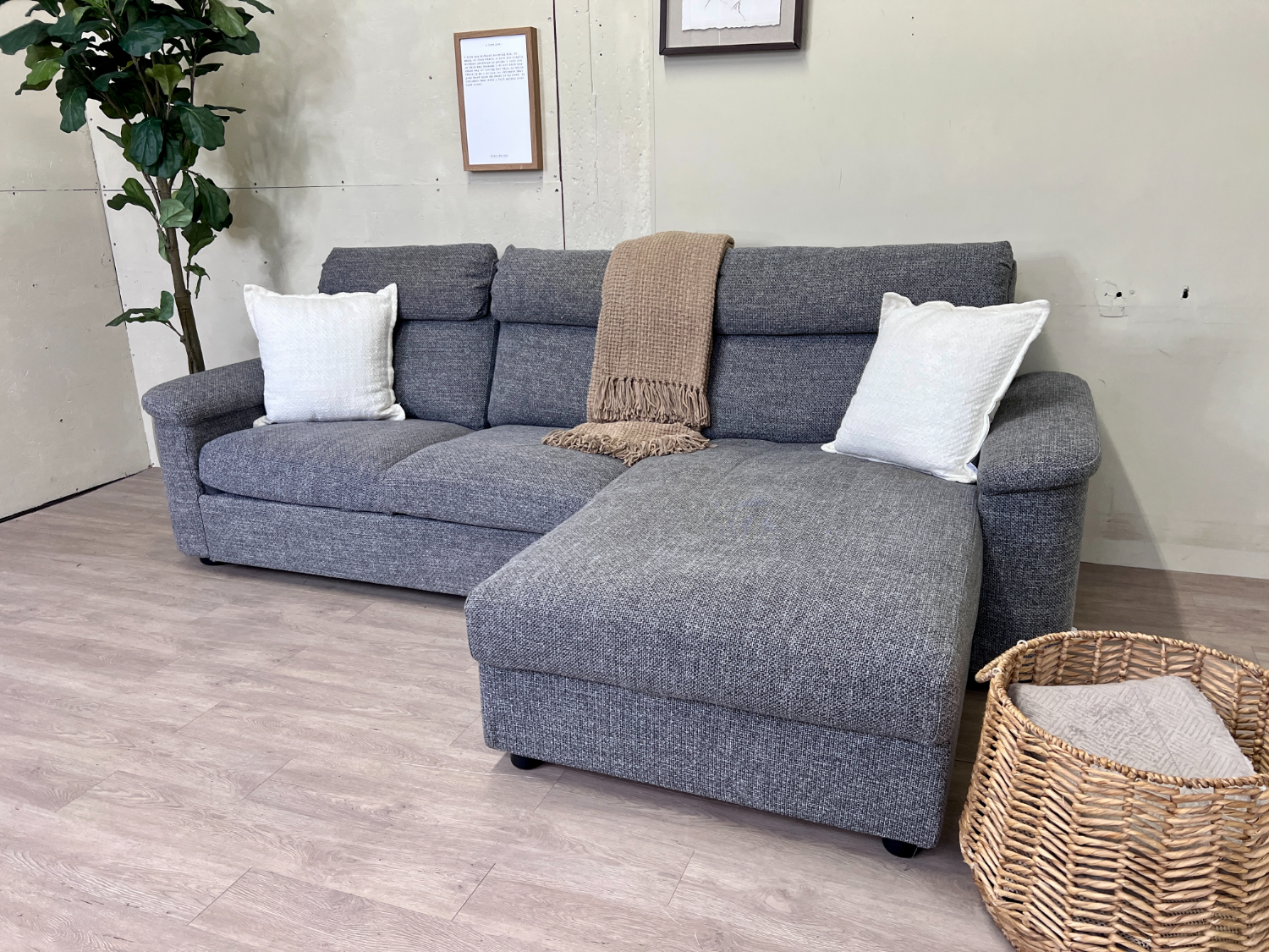 FREE DELIVERY! 🚚 - IKEA “Lidhult” Gray Modern Tufted Sectional Couch with Storage Chaise image | Ivy Store