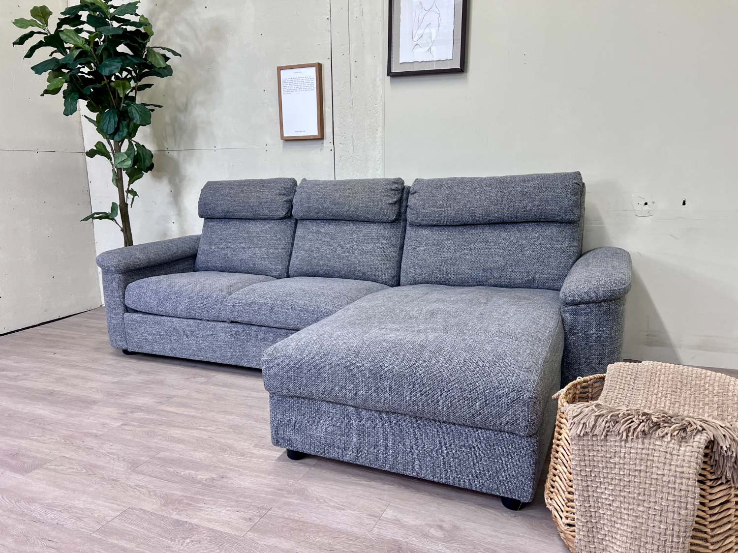FREE DELIVERY! 🚚 - IKEA “Lidhult” Gray Modern Tufted Sectional Couch with Storage Chaise image | Ivy Store