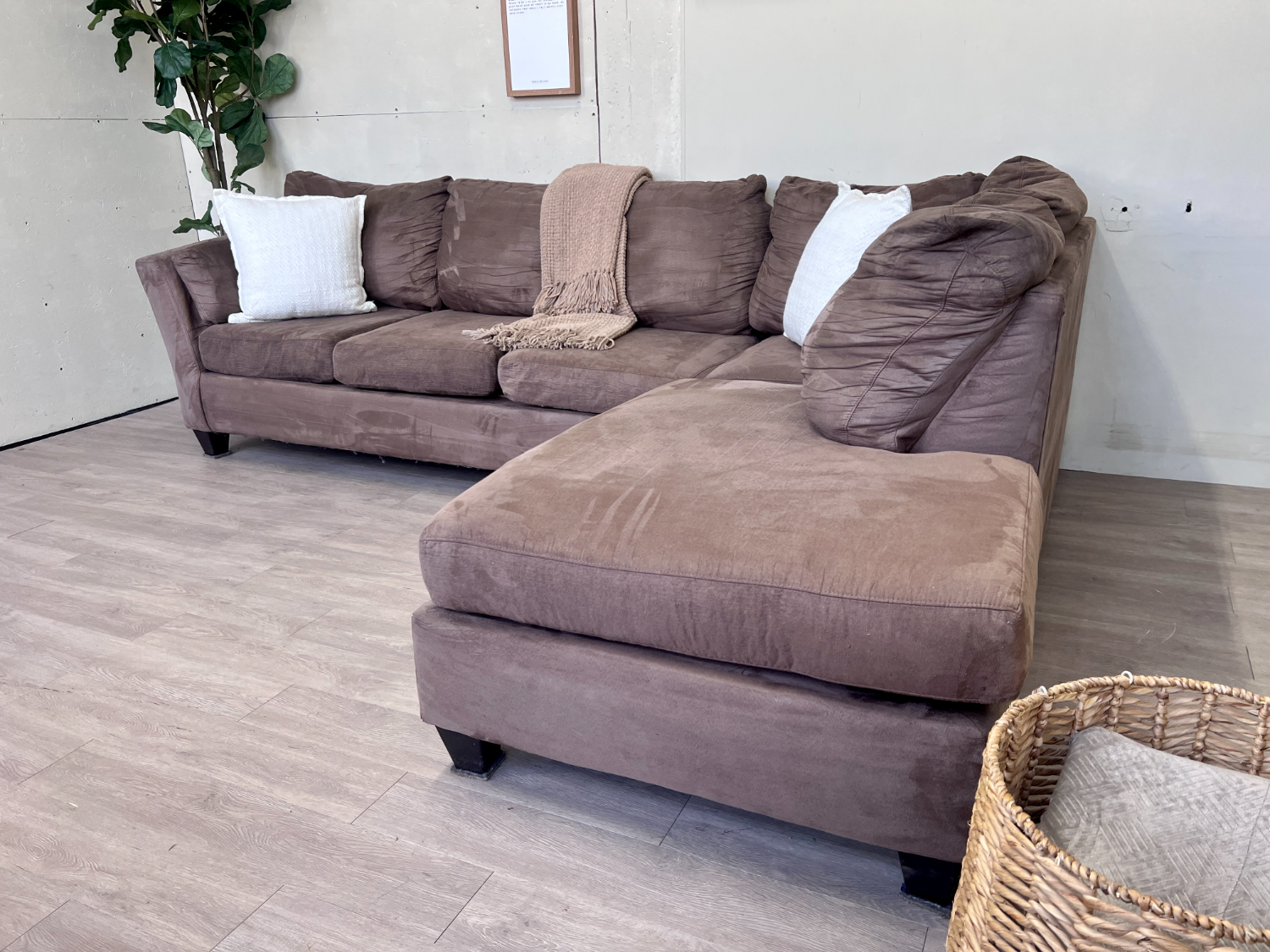 FREE DELIVERY! 🚚 - Bob’s Furniture Brown Microfiber Modern Sectional Couch with Chaise Image #1 | Ivy Store